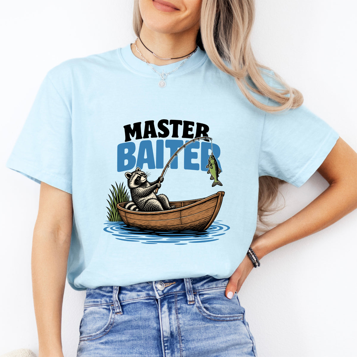 Lustiges Angel-T-Shirt mit „Master Baiter“-Grafik