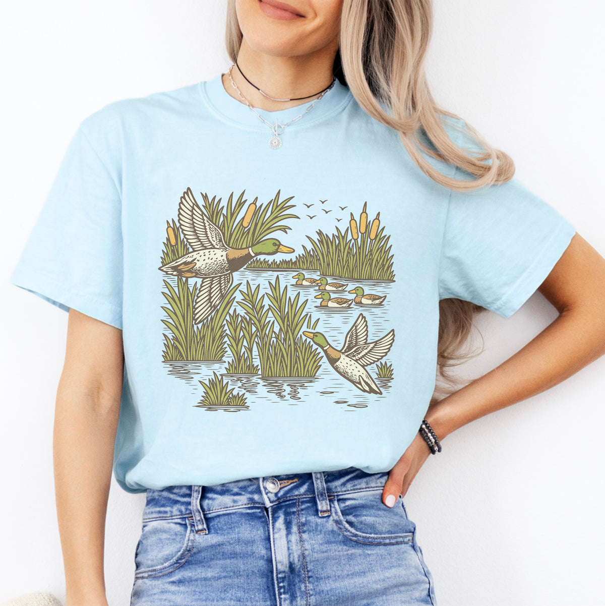 T-shirt rétro avec canards colverts