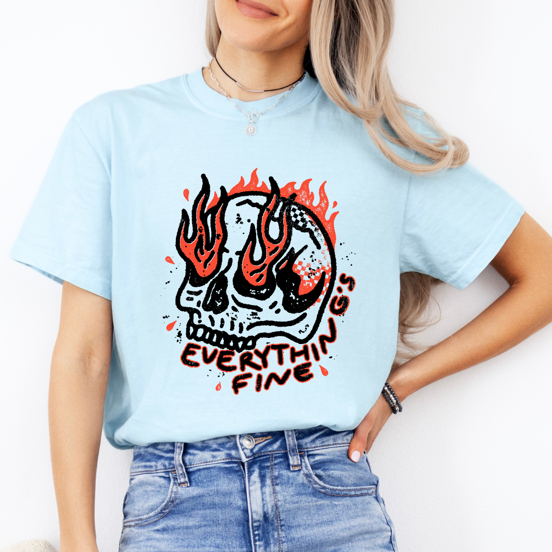 Everything Is Fine Skull Tank Top Tee