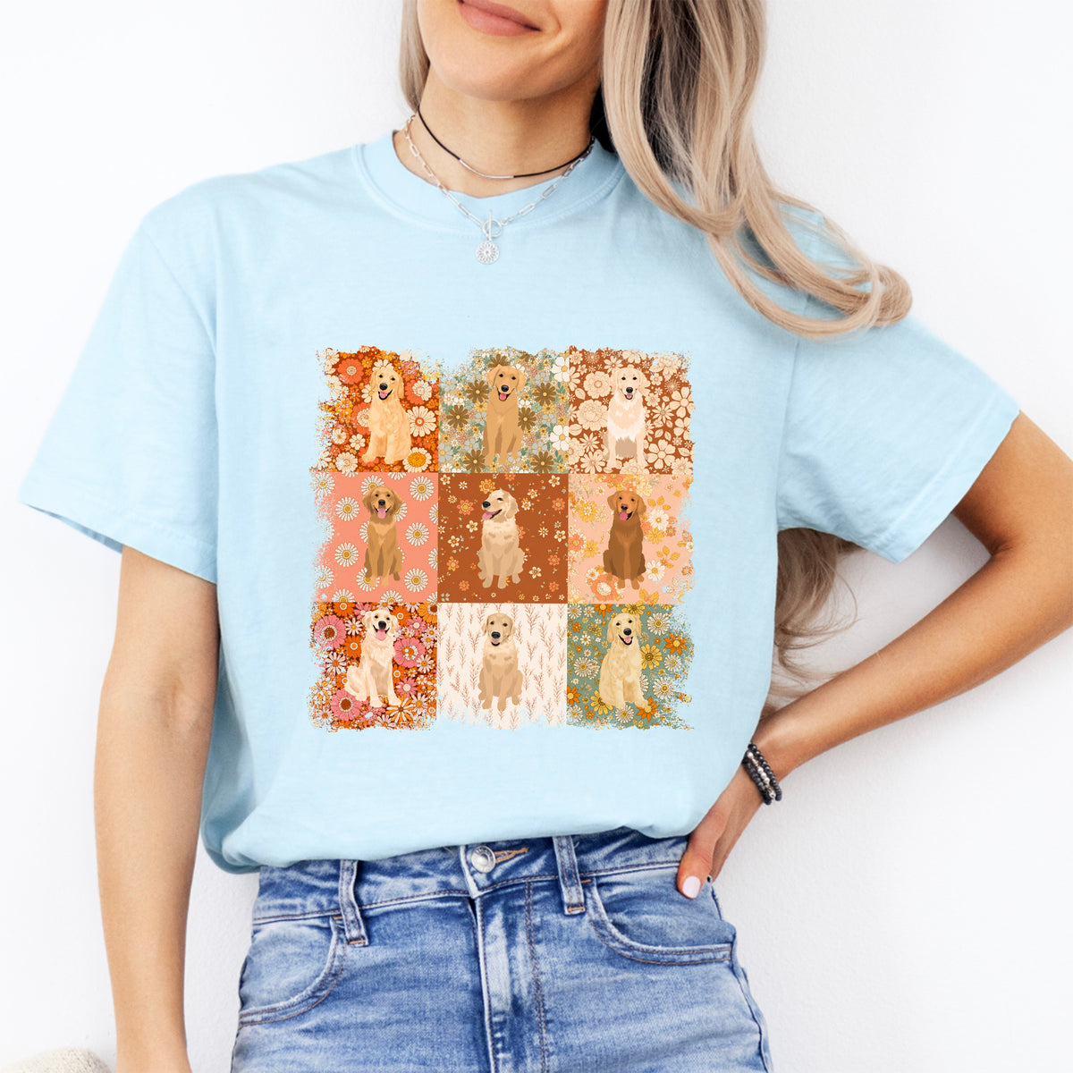 Golden-Retriever-Cottagecore-T-Shirt