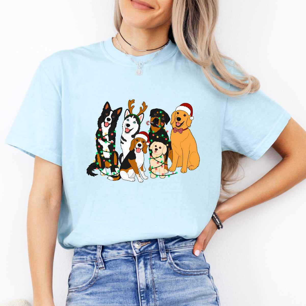 Camiseta de perros navideños adorables