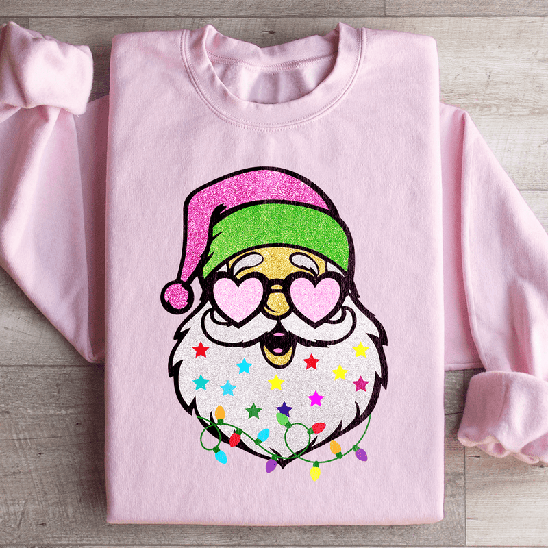 Cheerful Santa Sweatshirt Light Pink / S Peachy Sunday T-Shirt