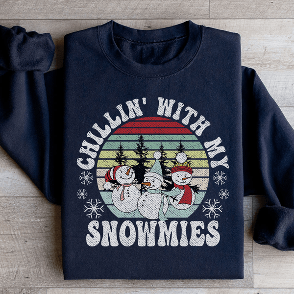 Chillin' With My Snowmies Sweatshirt Black / S Peachy Sunday T-Shirt