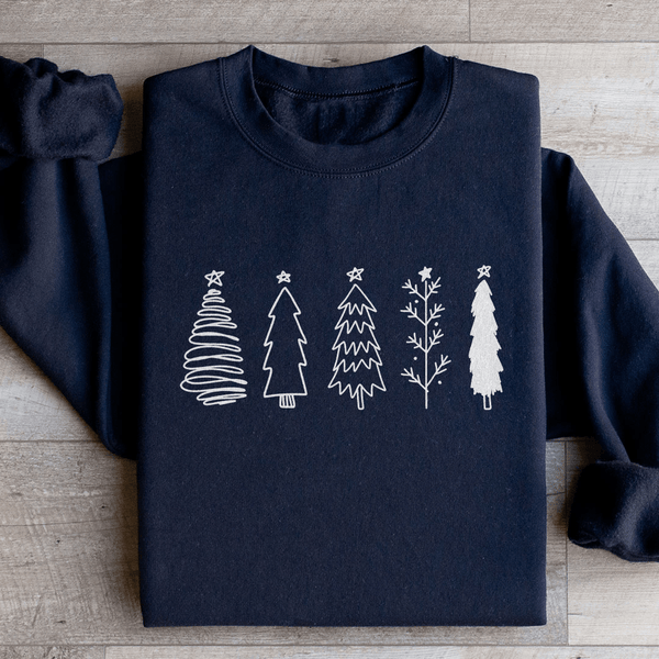 Christmas Trees Sweatshirt Black / S Peachy Sunday T-Shirt