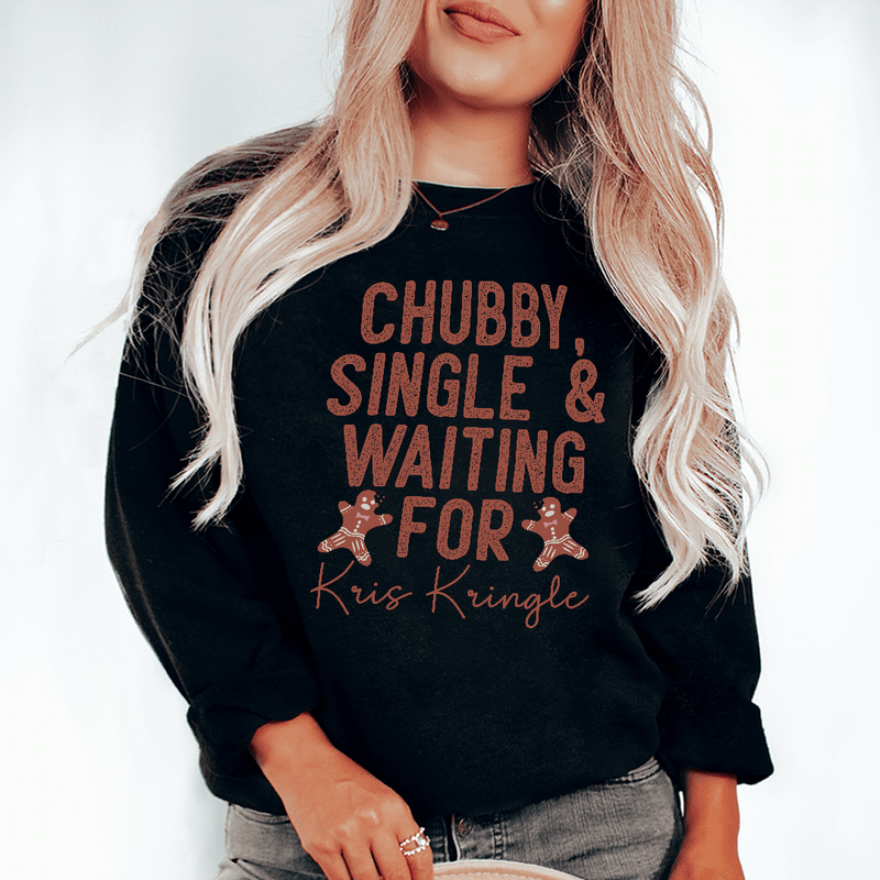 Chubby Single & Waiting Sweatshirt Black / S Peachy Sunday T-Shirt
