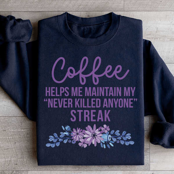 Coffee Helps Me Sweatshirt Black / S Peachy Sunday T-Shirt