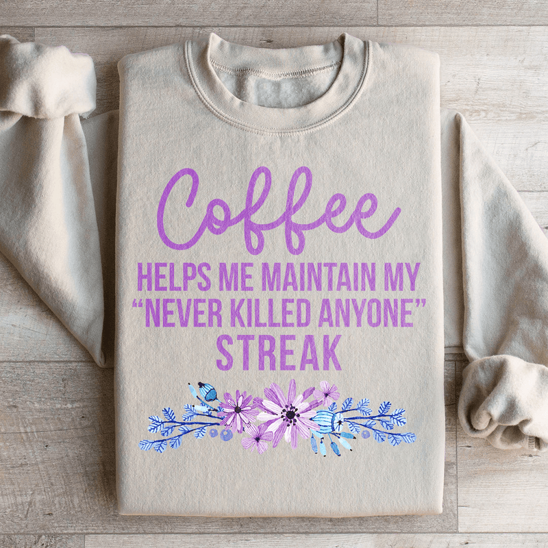 Coffee Helps Me Sweatshirt Sand / S Peachy Sunday T-Shirt