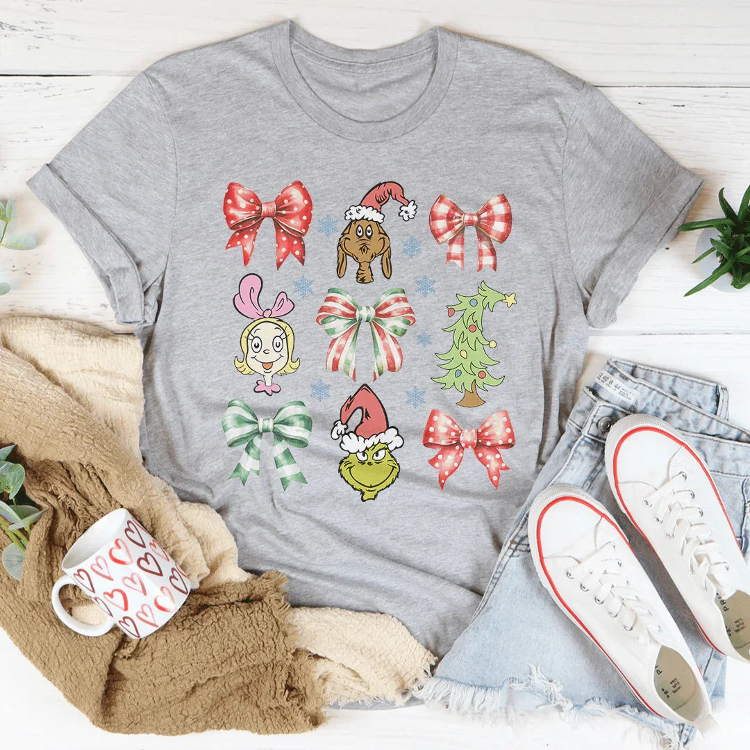 Coquette Bow Grinch Tee Athletic Heather / S Peachy Sunday T-Shirt