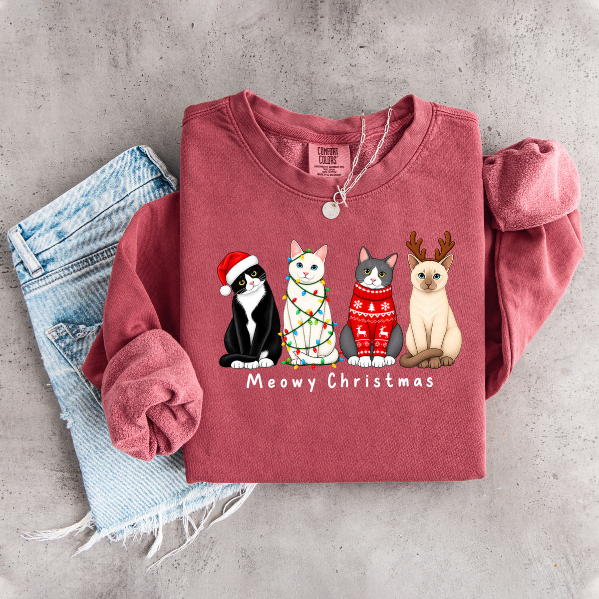„Meowy Christmas“-Sweatshirt