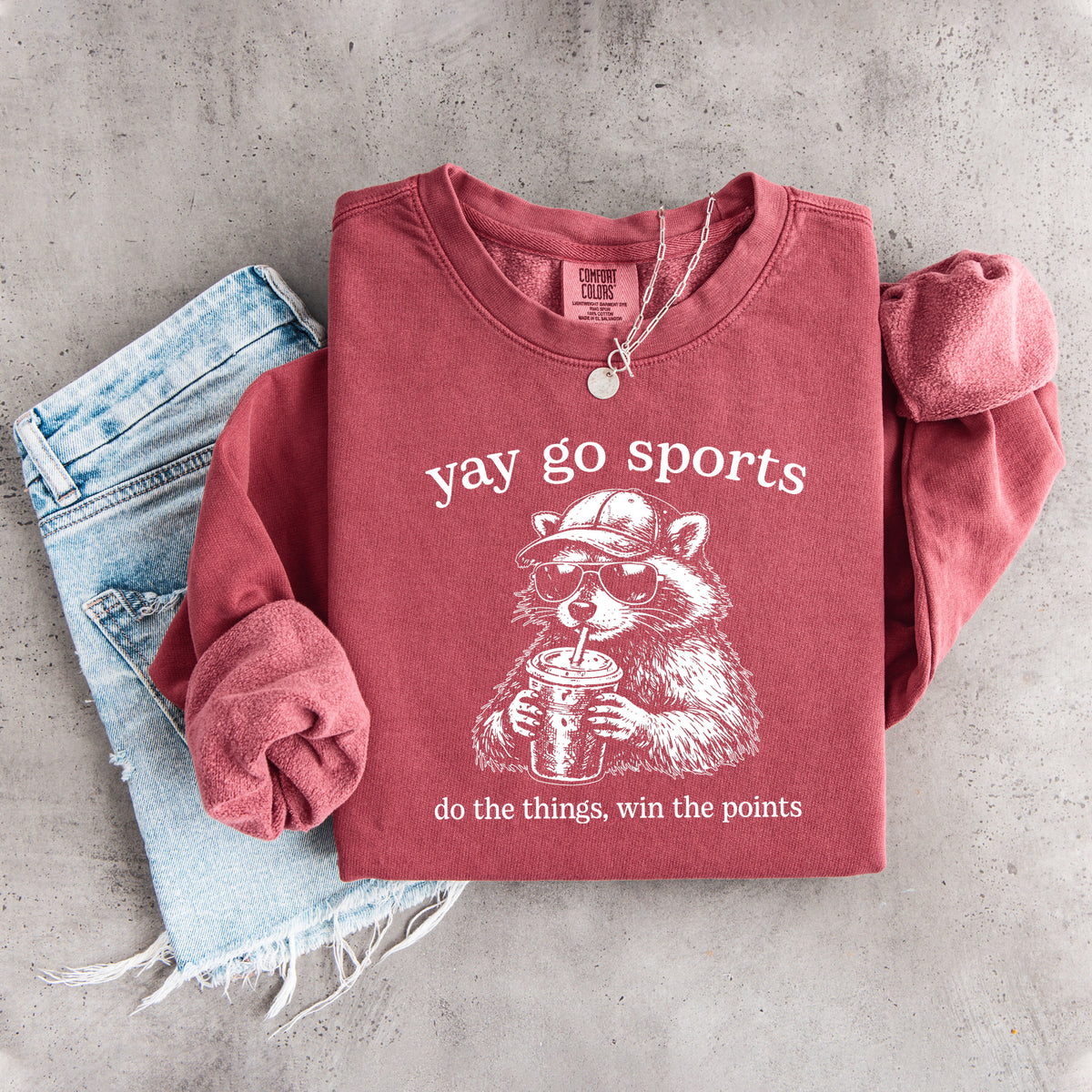 Sudadera divertida de mapache «Yay Go Sports»