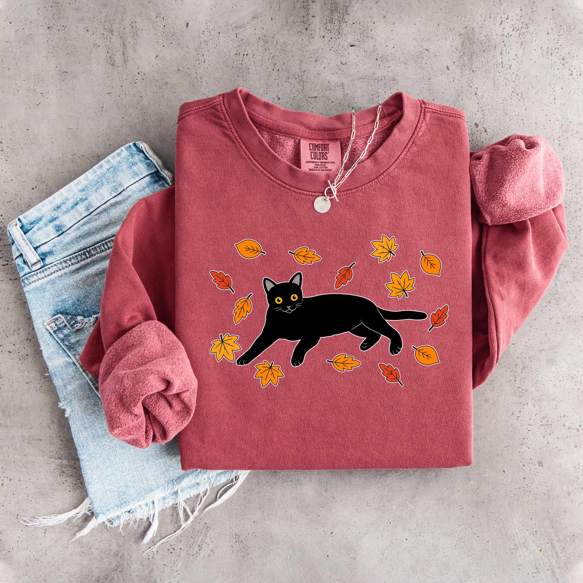 Sudadera otoñal de gato negro