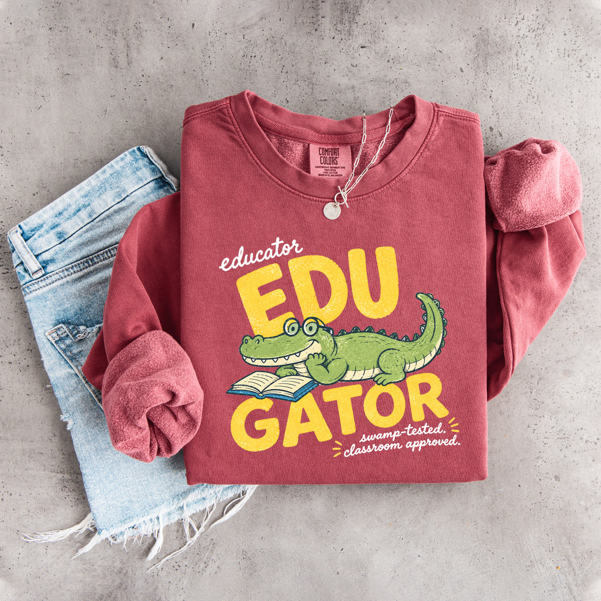 Edu Gator Retro-Alligator-Lehrer-Sweatshirt mit Grafik