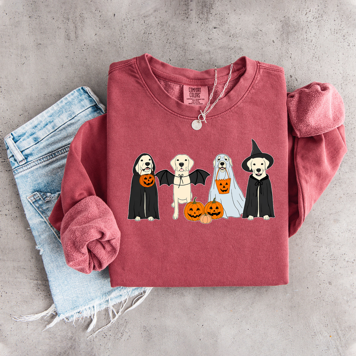 Halloween-Sweatshirt mit gelbem Labrador