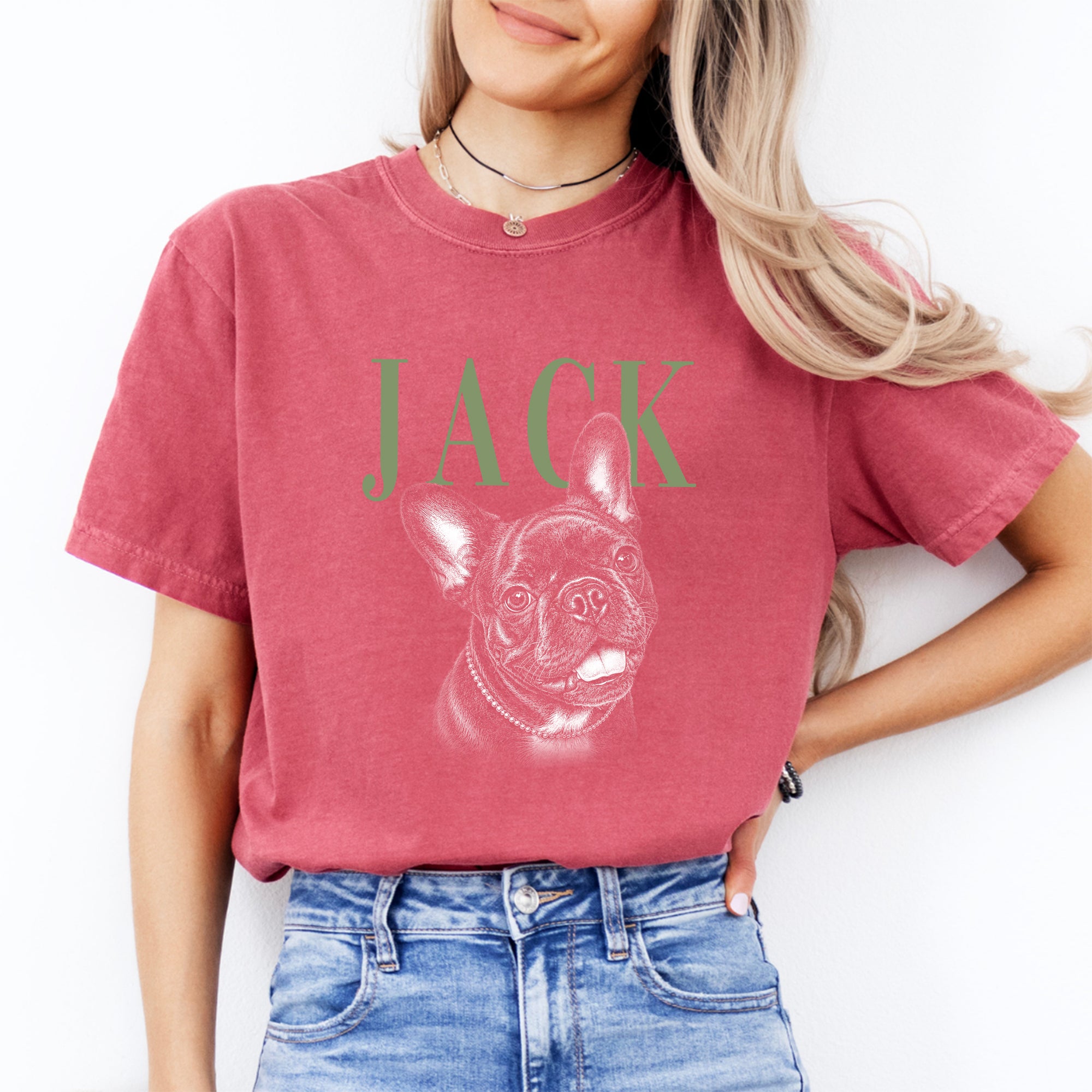 Camiseta personalizada con foto de mascota estilo boceto