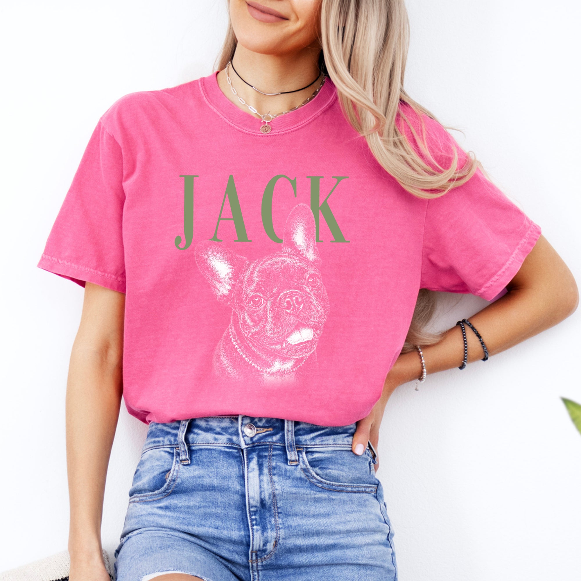 Camiseta personalizada con foto de mascota estilo boceto
