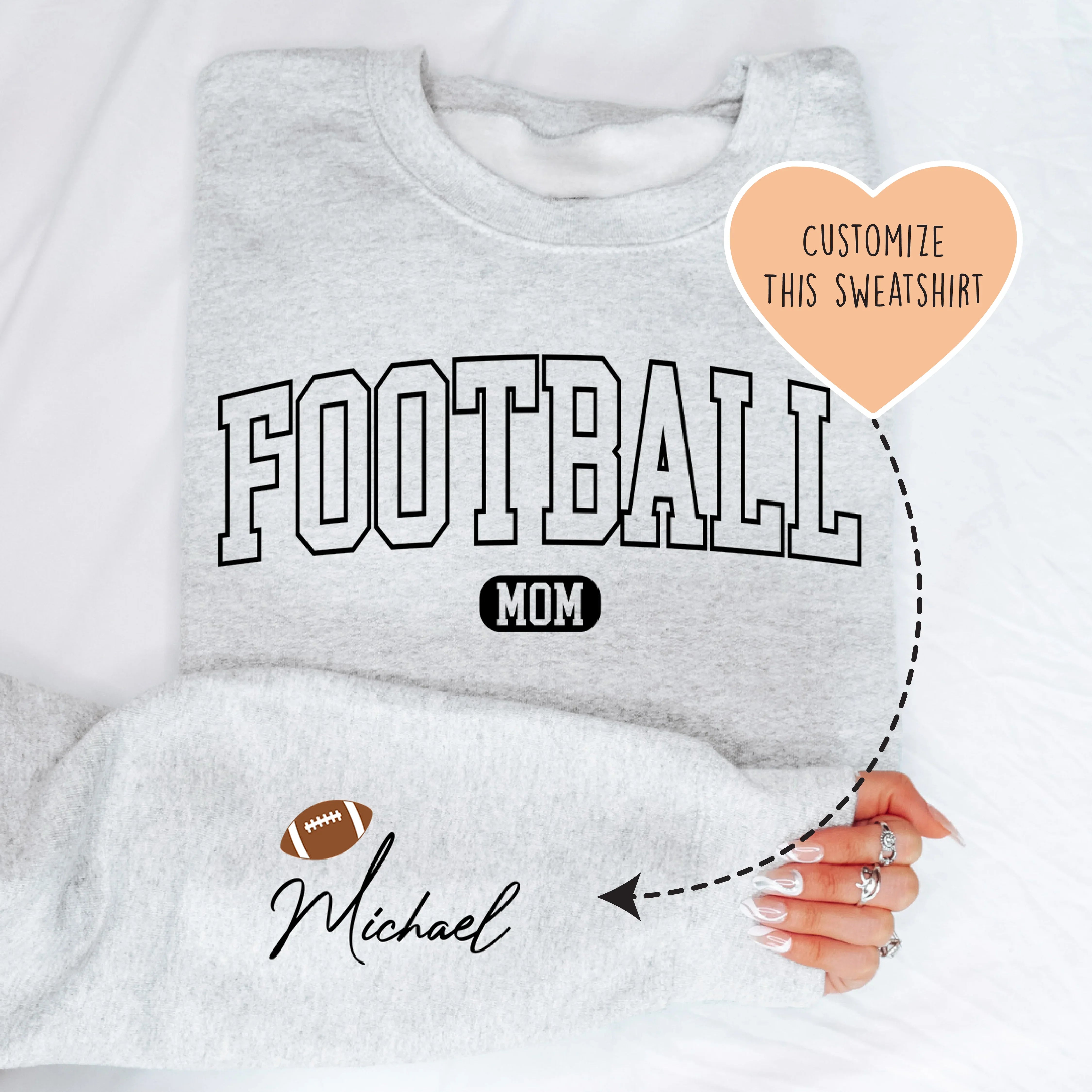 Custom Football Mom Sweatshirt Sport Grey / S printful T-Shirt