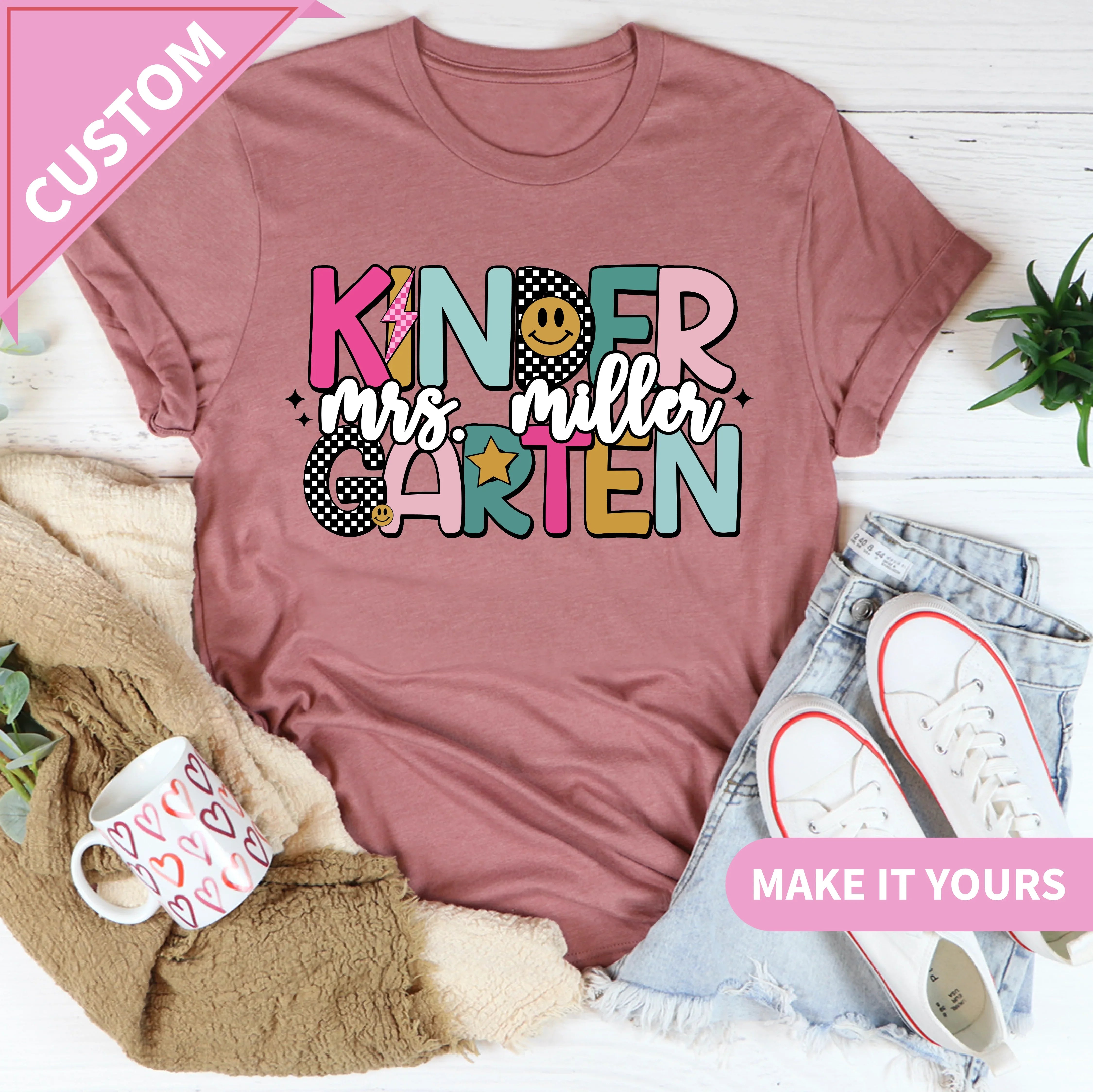 Custom Kindergarten Teacher Back to School Tee Printify T-Shirt T-Shirt