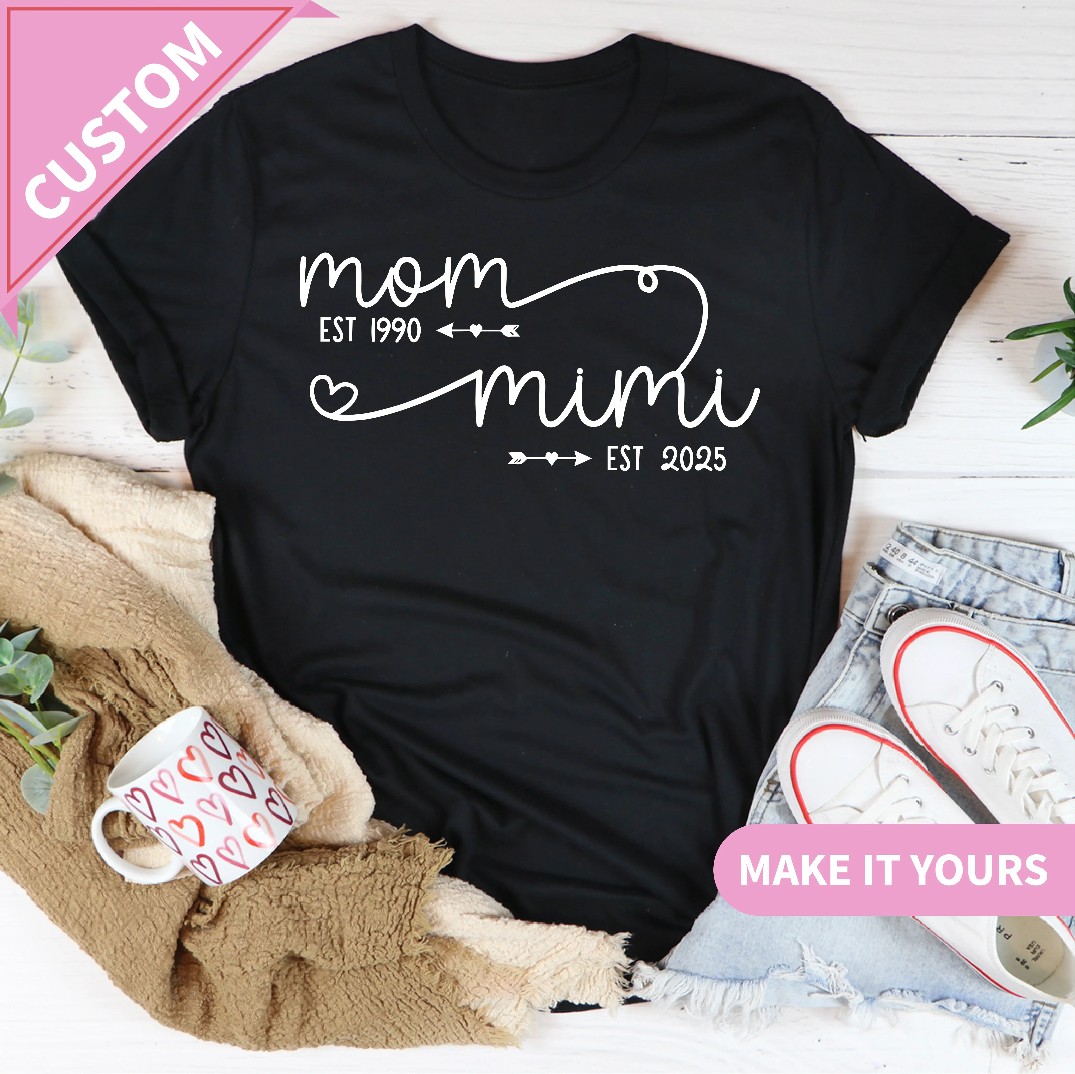 Custom Mom Est Year | Personalized Mother's Gift Tee Printify T-Shirt T-Shirt