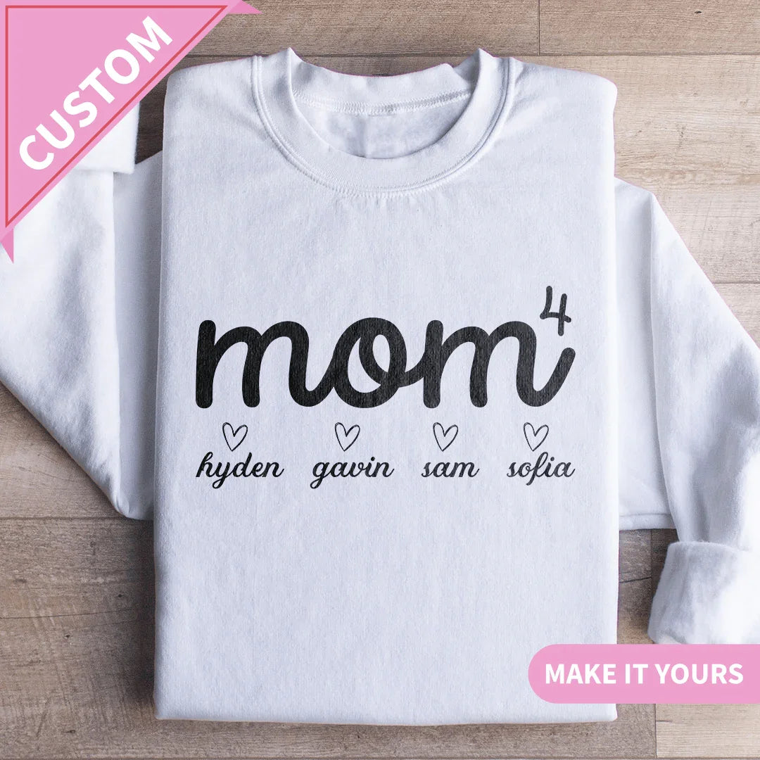 Custom Mom Of 4 Kids Names Sweatshirt White / S Printify Sweatshirt T-Shirt