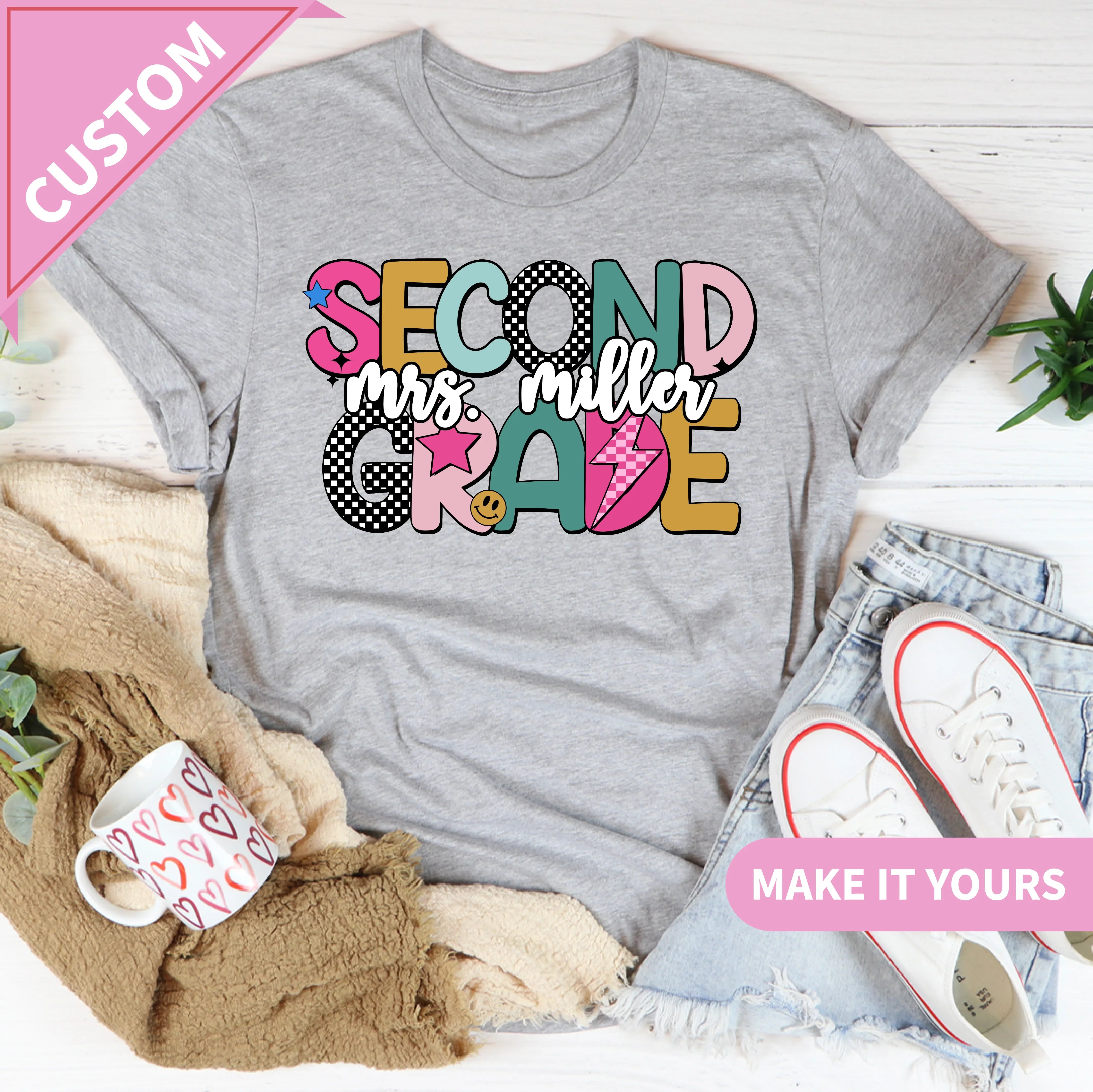 Custom Second Grade Teacher Back To School Tee Printify T-Shirt T-Shirt
