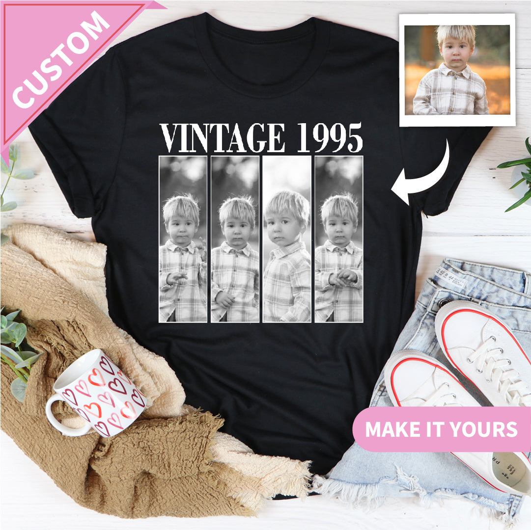 Custom Vintage Birthday Photo Throw Back Tee