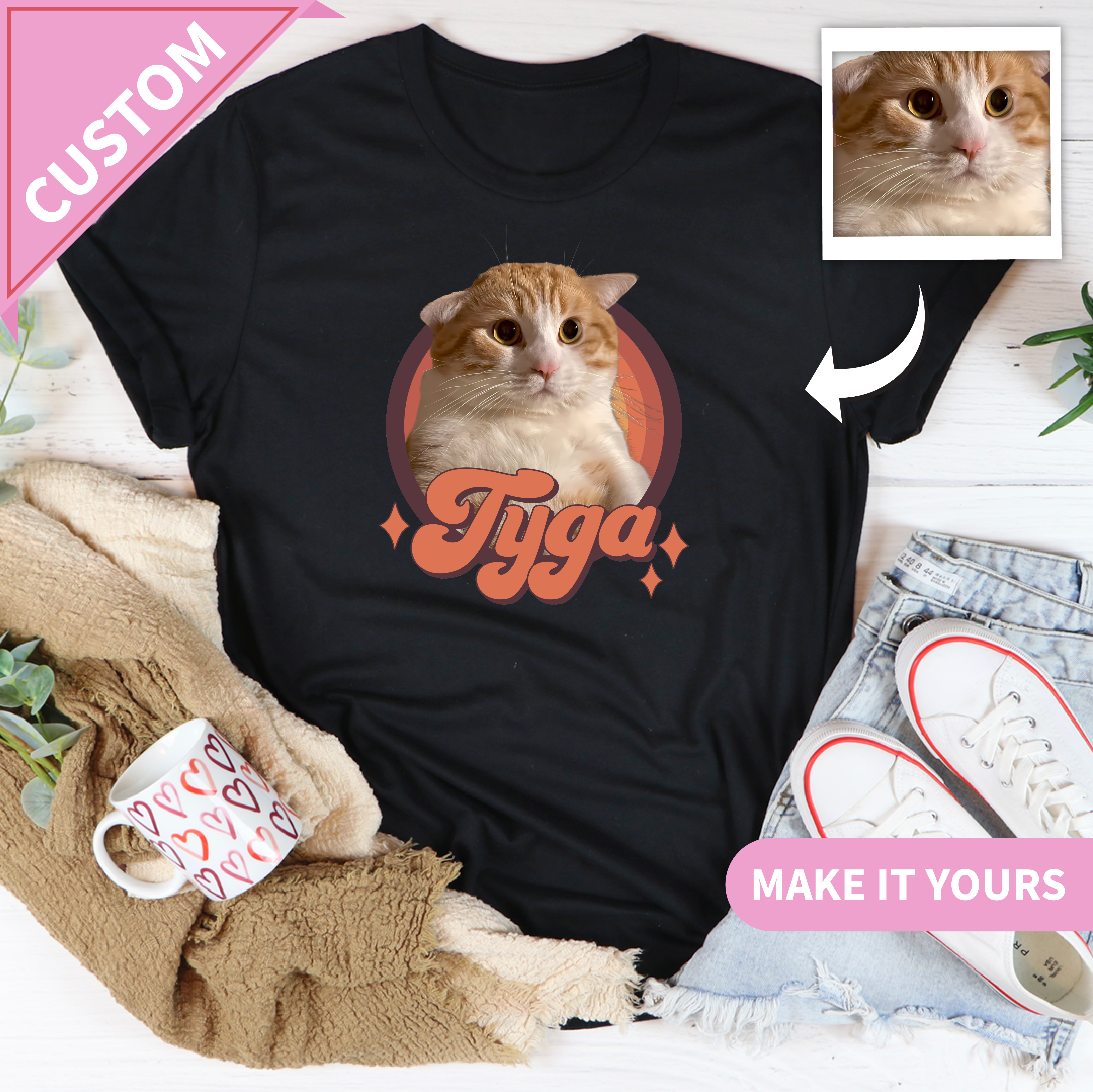 Retro Custom Cat Pet Name For Cat Lovers Tee