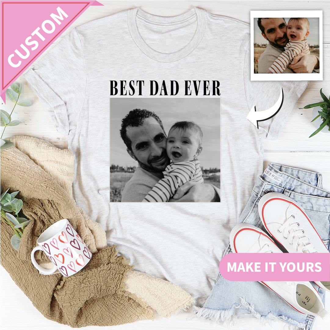 Custom Photo Dad Gift for Fathers Tee