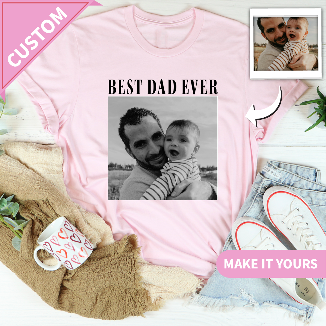 Custom Photo Dad Gift for Fathers Tee