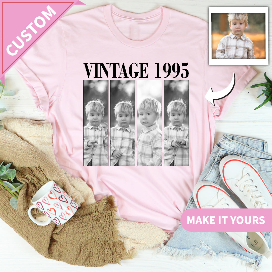 Custom Vintage Birthday Photo Throw Back Tee