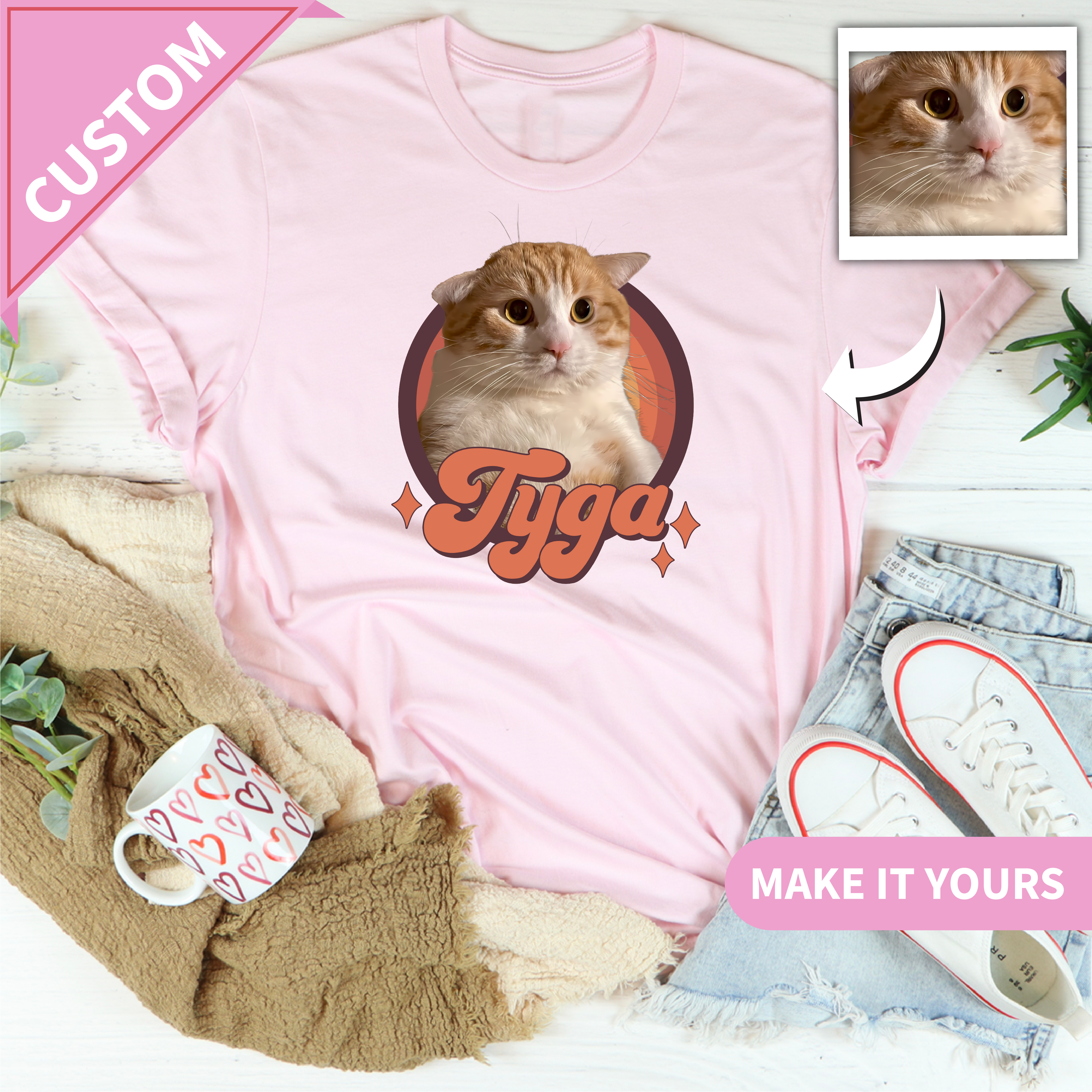 Retro Custom Cat Pet Name For Cat Lovers Tee