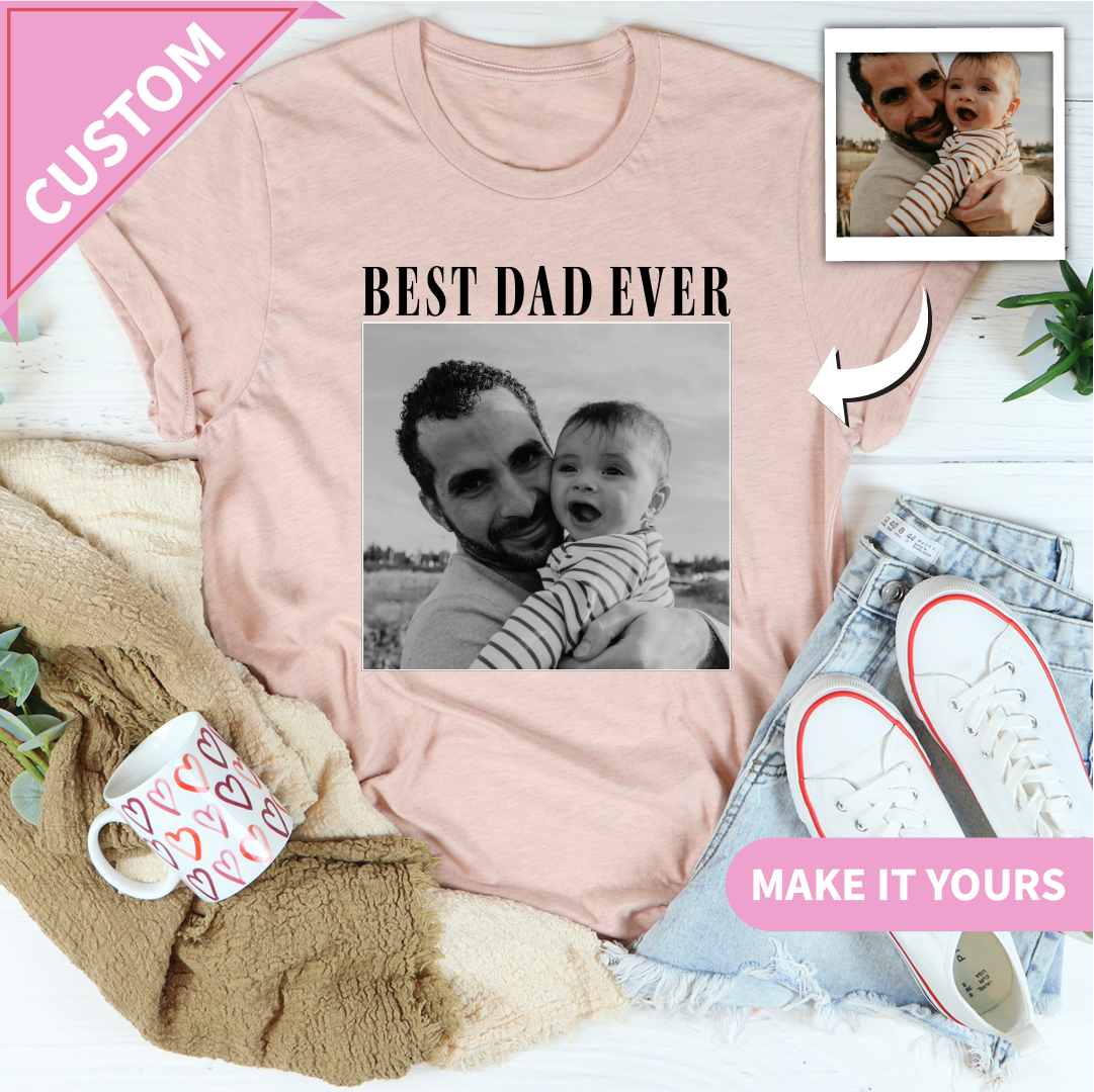 Custom Photo Dad Gift for Fathers Tee