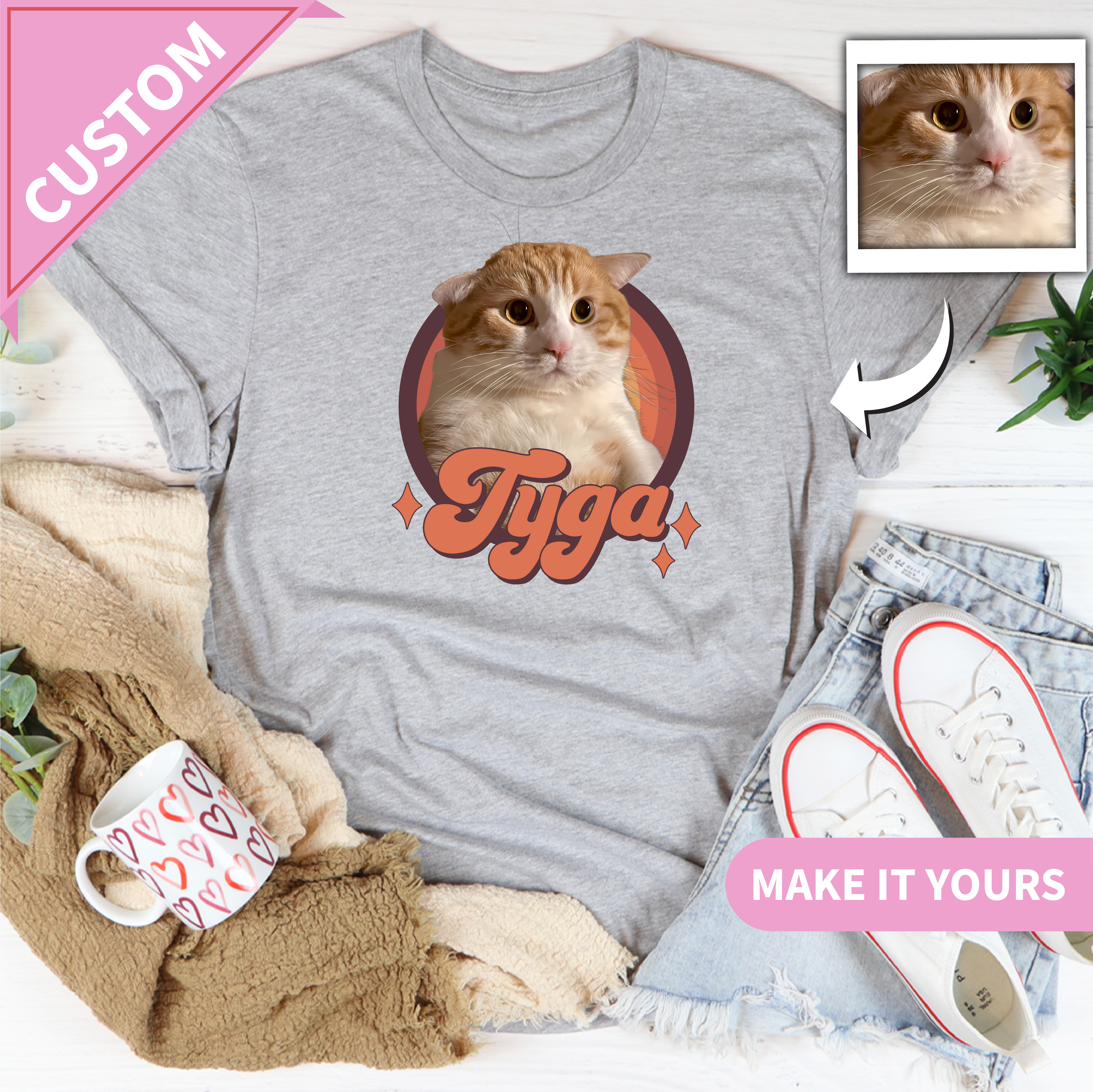 Retro Custom Cat Pet Name For Cat Lovers Tee