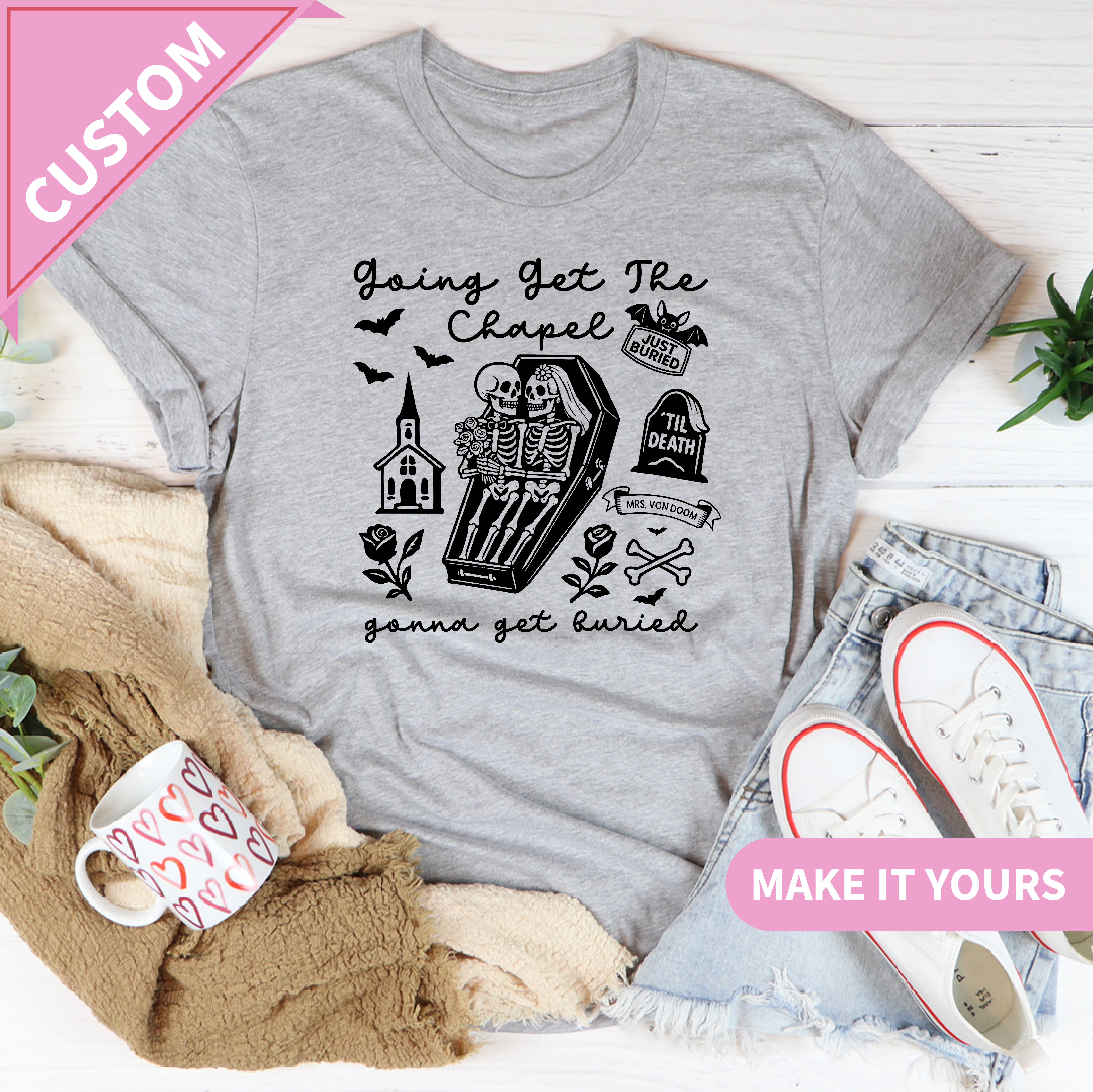 Custom Spooky Bride Halloween Bachelorette Tee