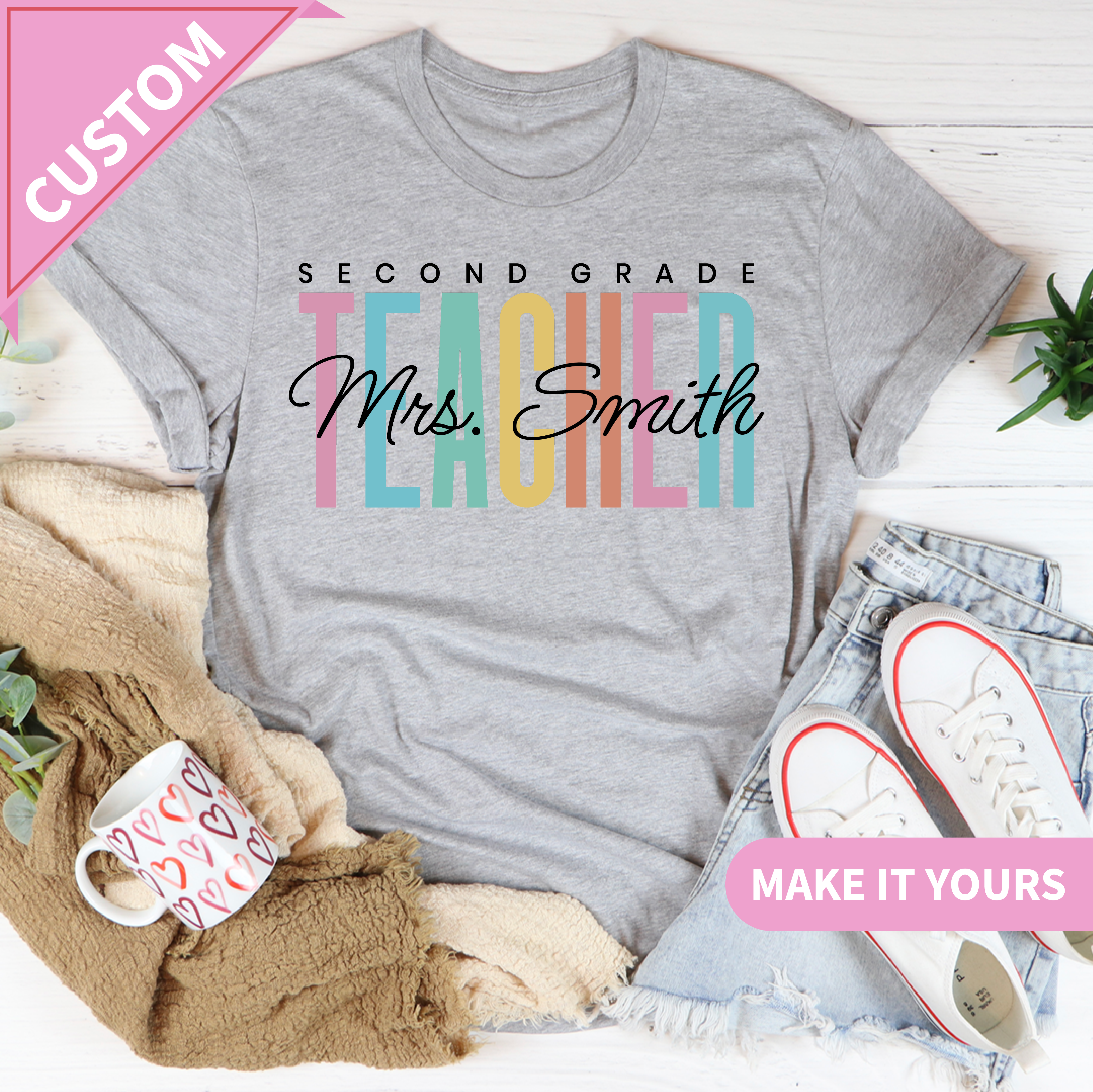 Custom Second Grade Teacher Tee