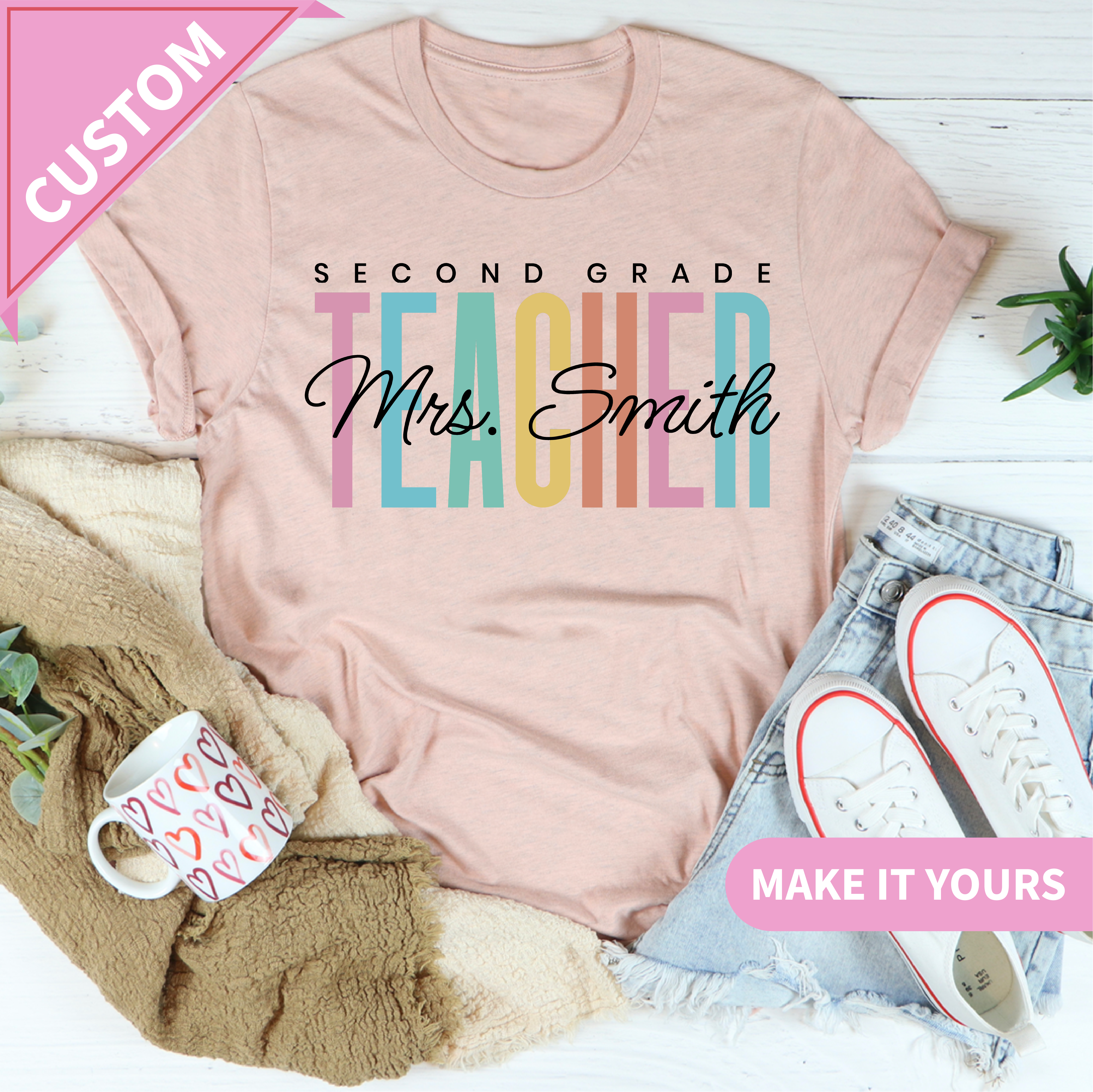 Custom Second Grade Teacher Tee
