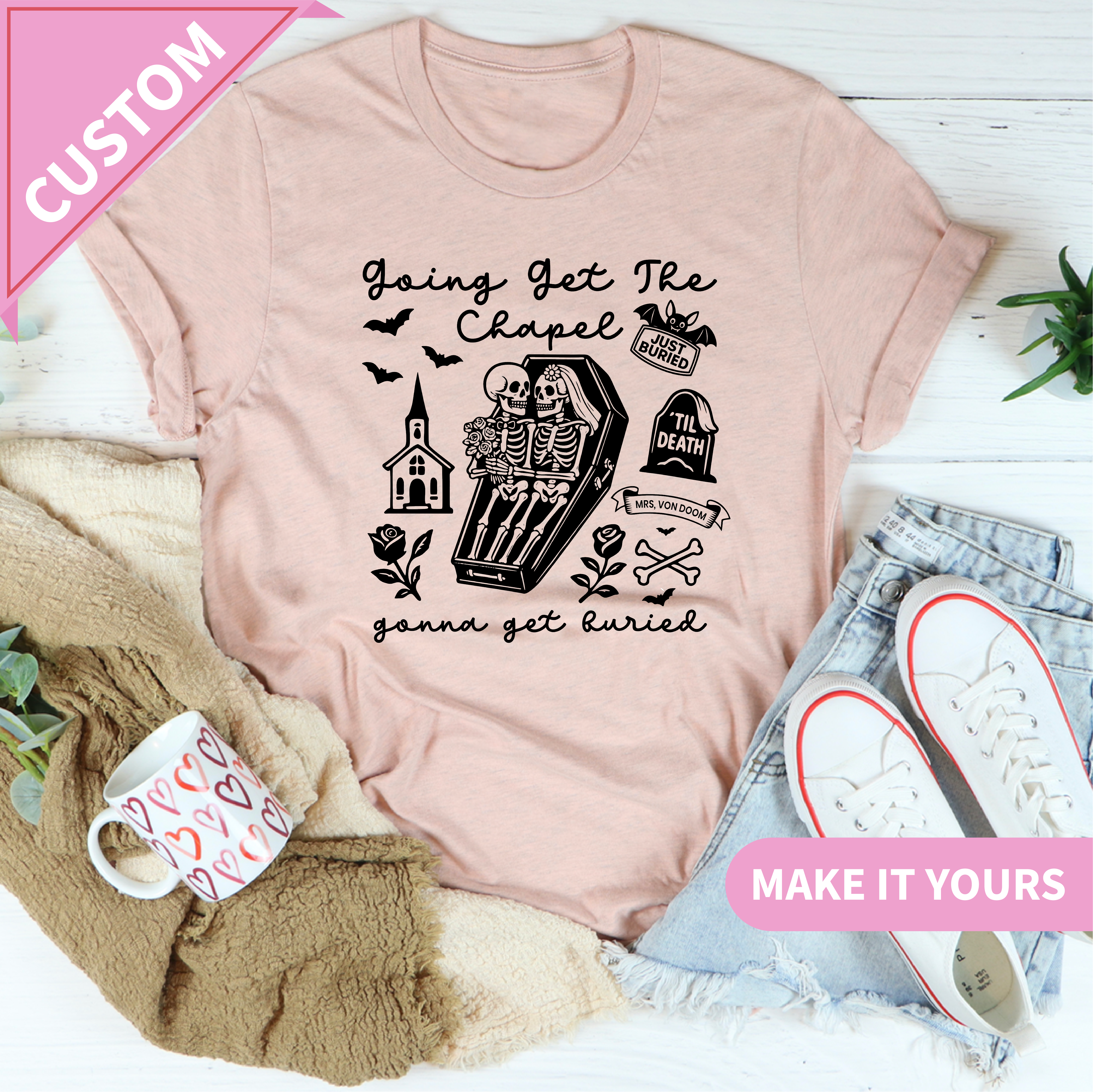 Custom Spooky Bride Halloween Bachelorette Tee