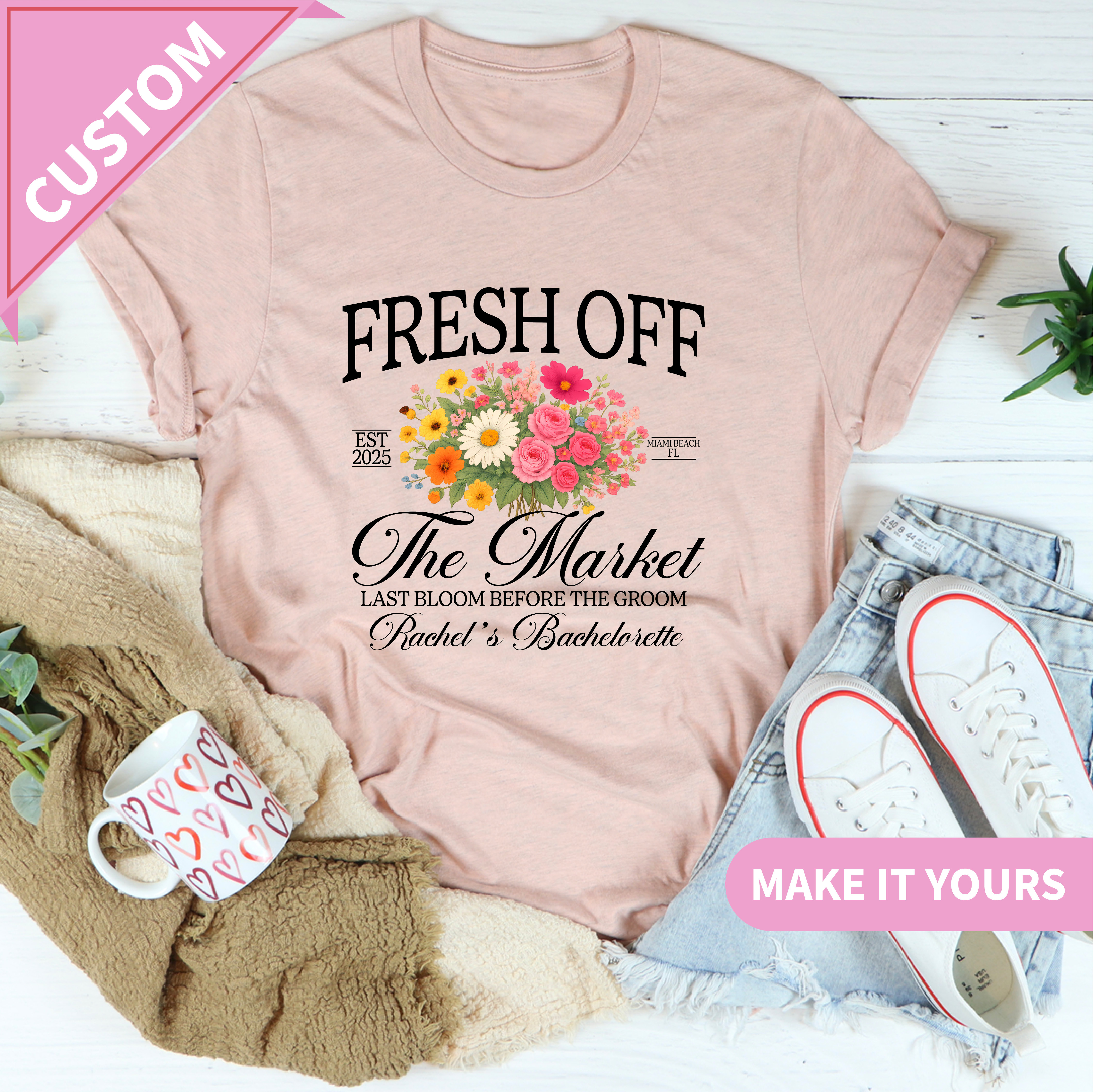 Custom Floral Fresh Of The Market Bride Shirt Flower Print Tee