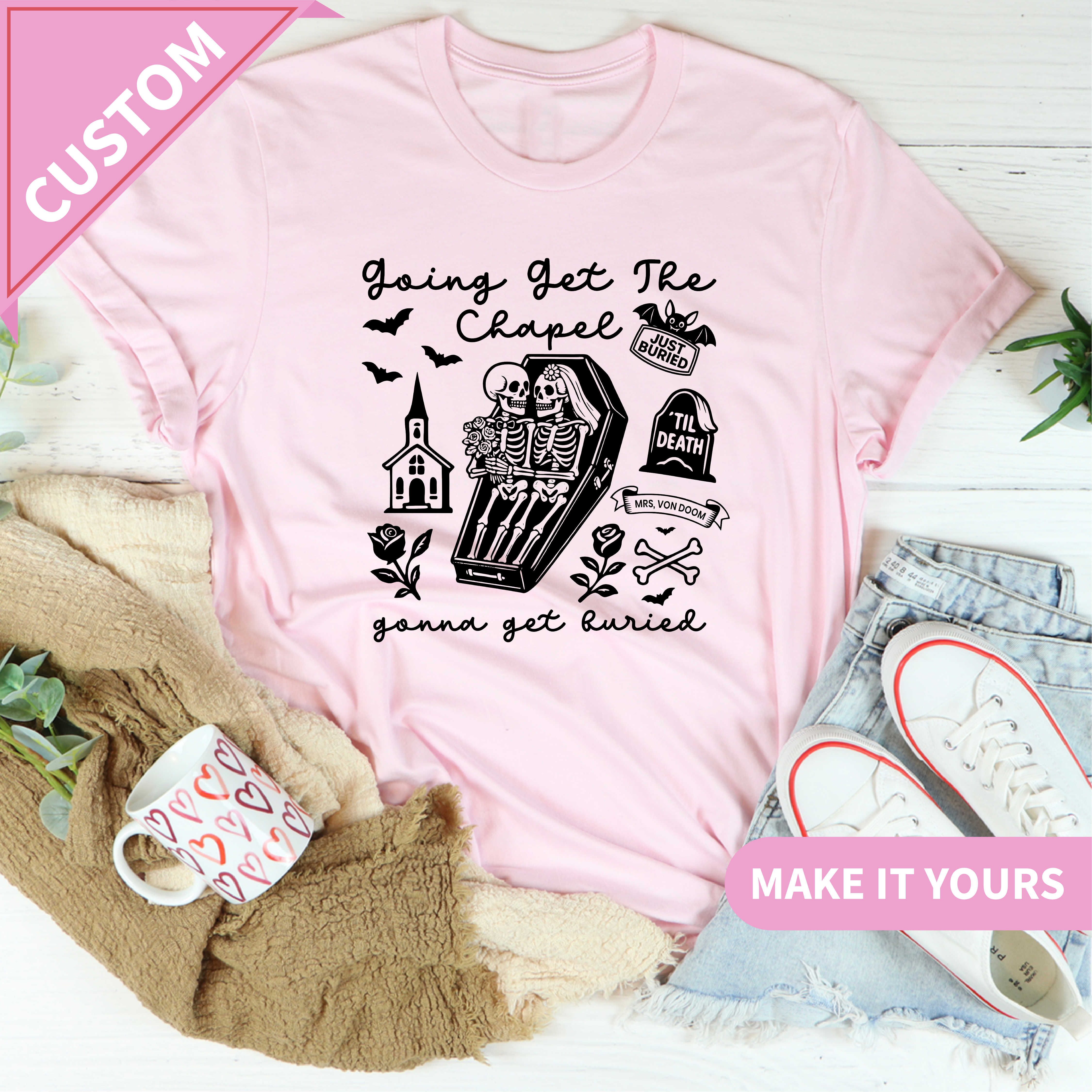 Custom Spooky Bride Halloween Bachelorette Tee