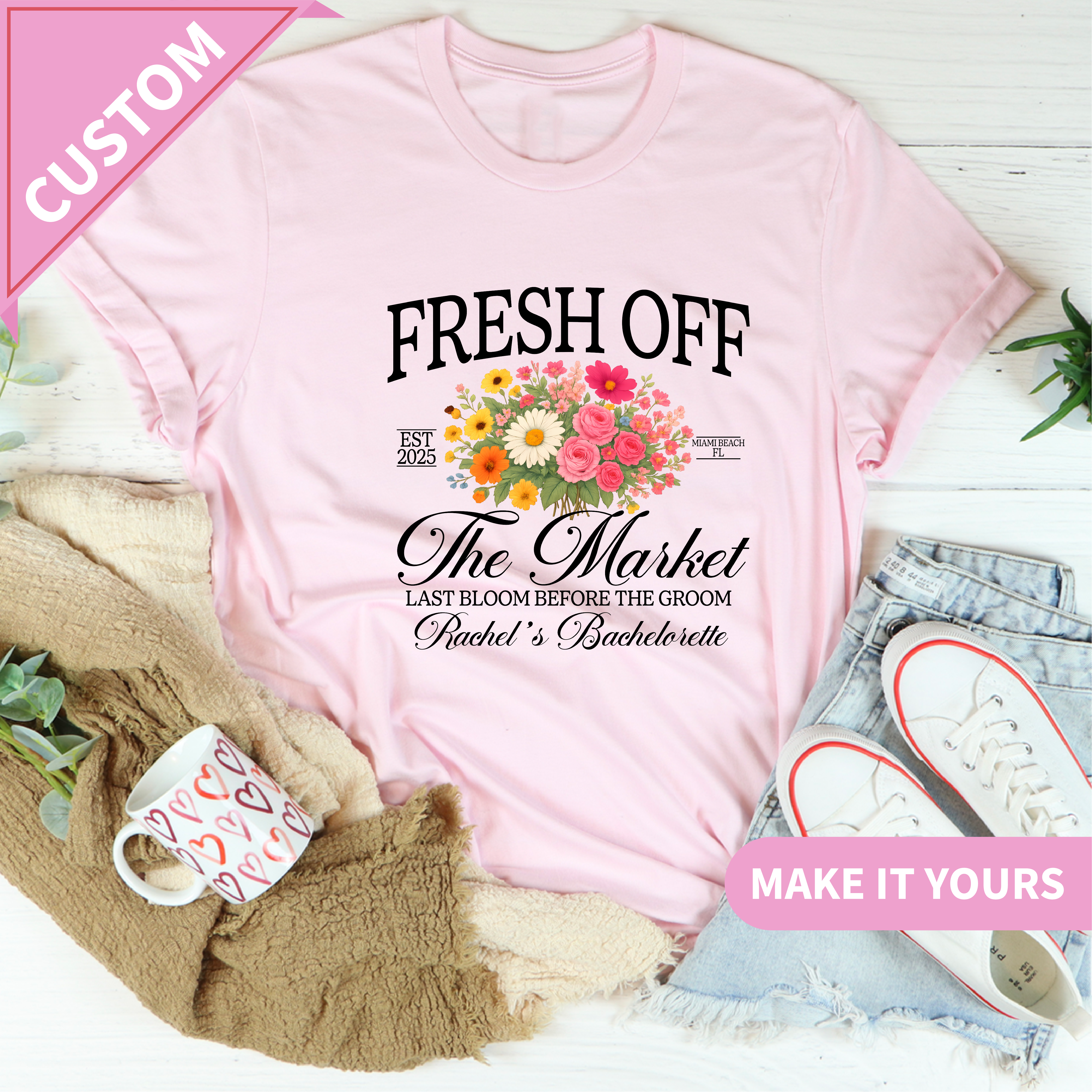 Custom Floral Fresh Of The Market Bride Shirt Flower Print Tee