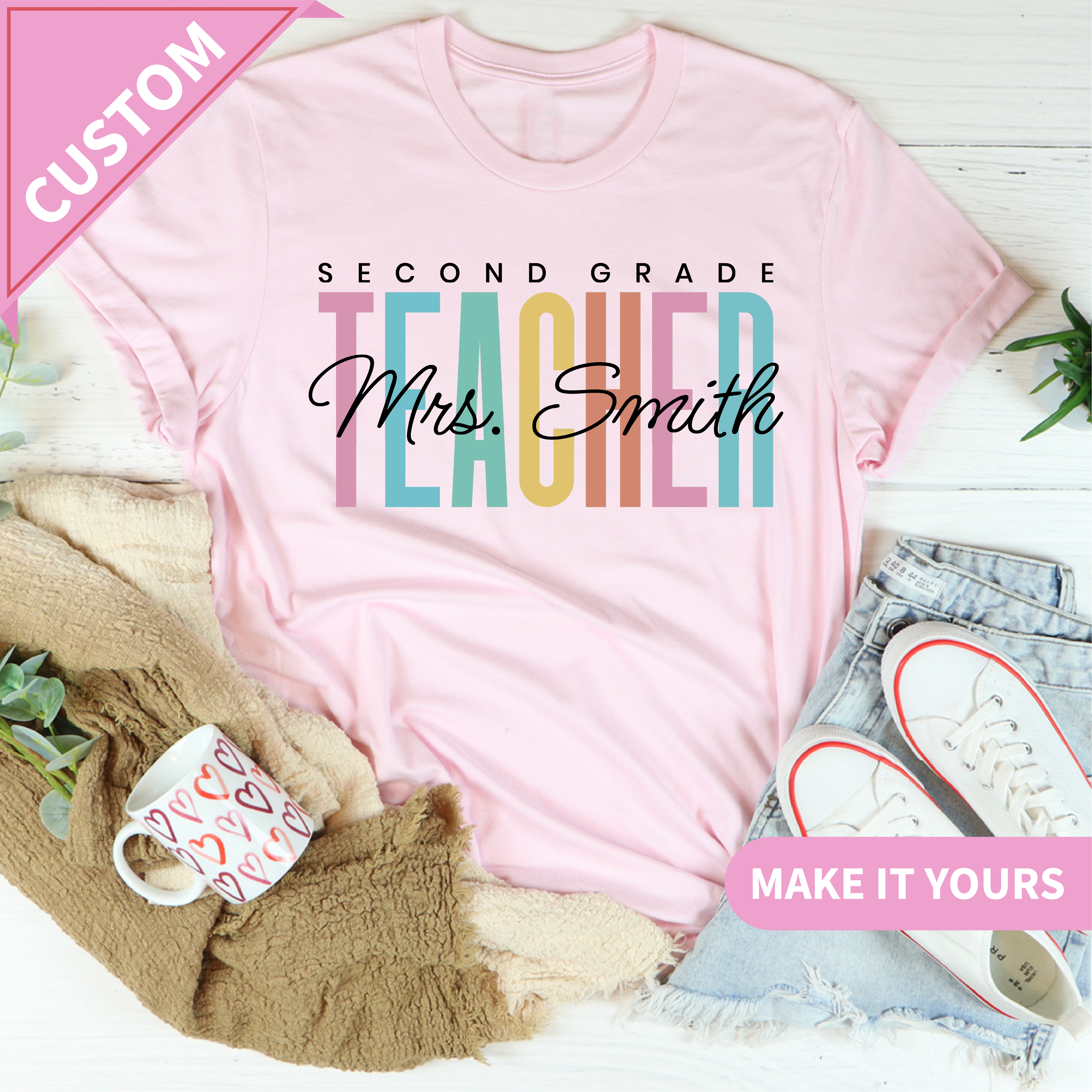 Custom Second Grade Teacher Tee