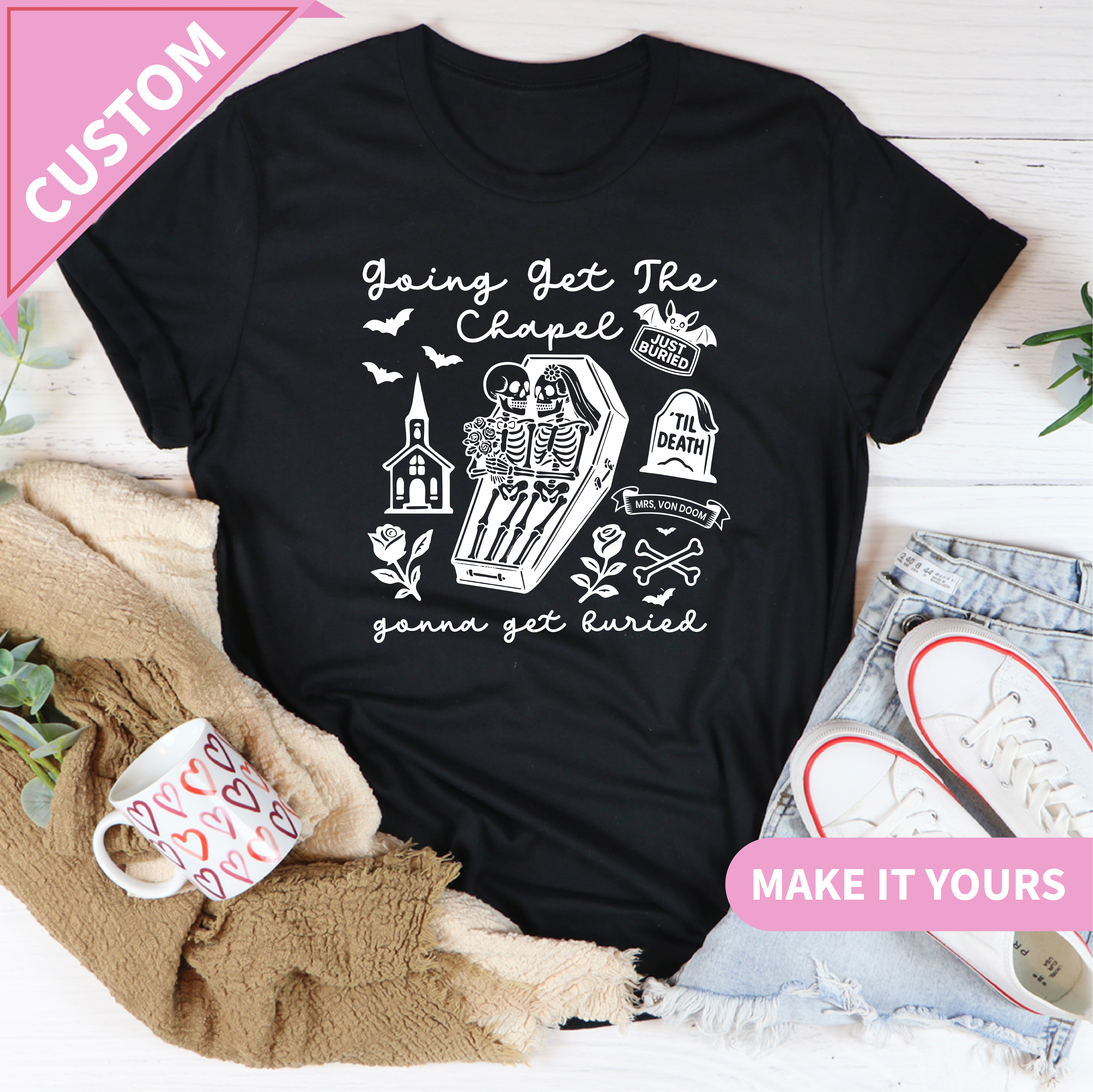 Custom Spooky Bride Halloween Bachelorette Tee