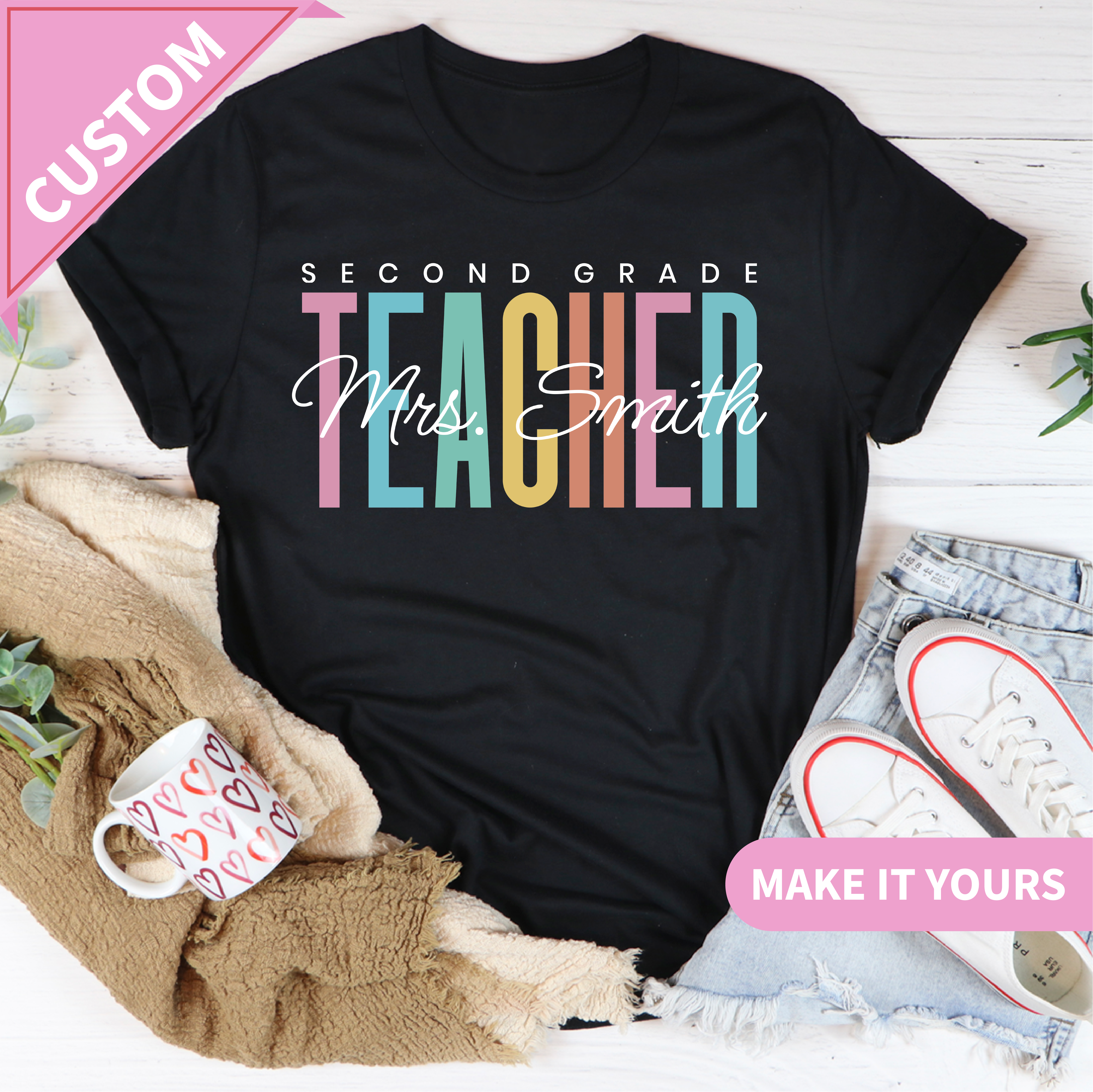 Custom Second Grade Teacher Tee