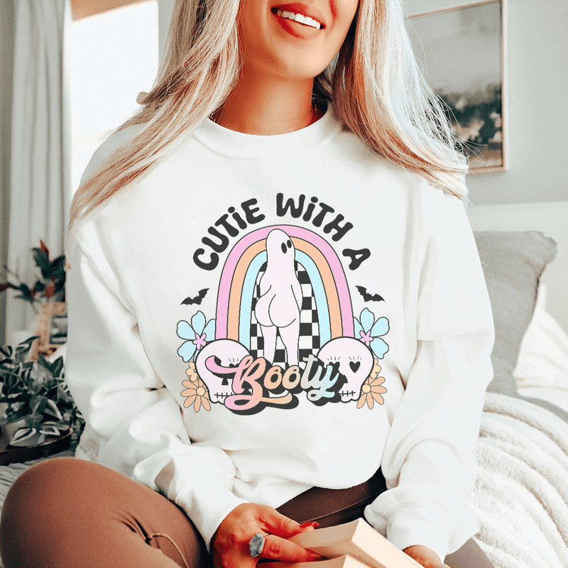 Cutie With A Booty Sweatshirt White / S Peachy Sunday T-Shirt