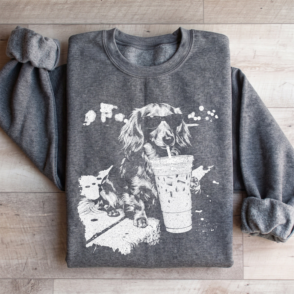Dachshund Drinking Iced Coffee Sweatshirt