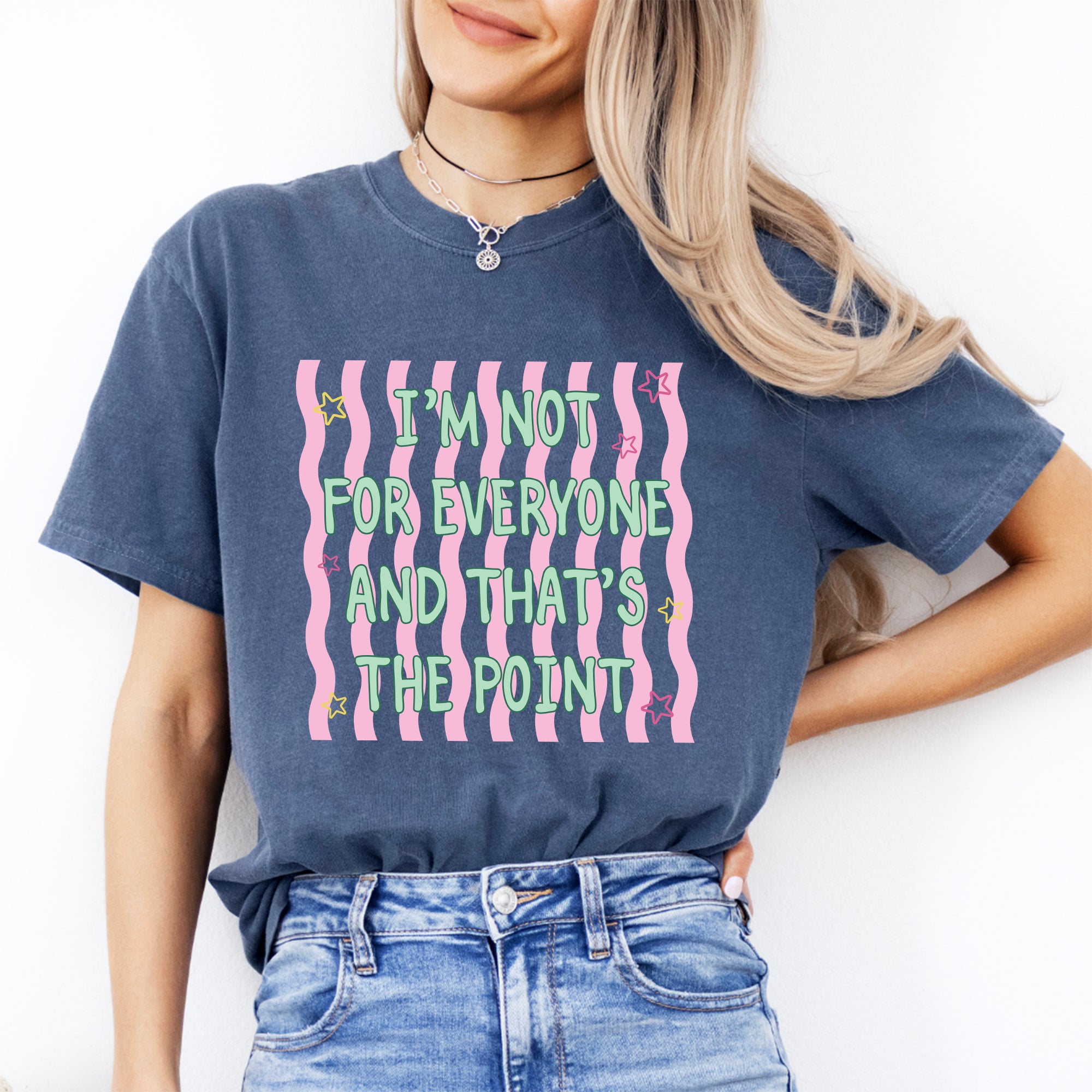 Gestreiftes T-Shirt „Ich bin nicht für jeden“