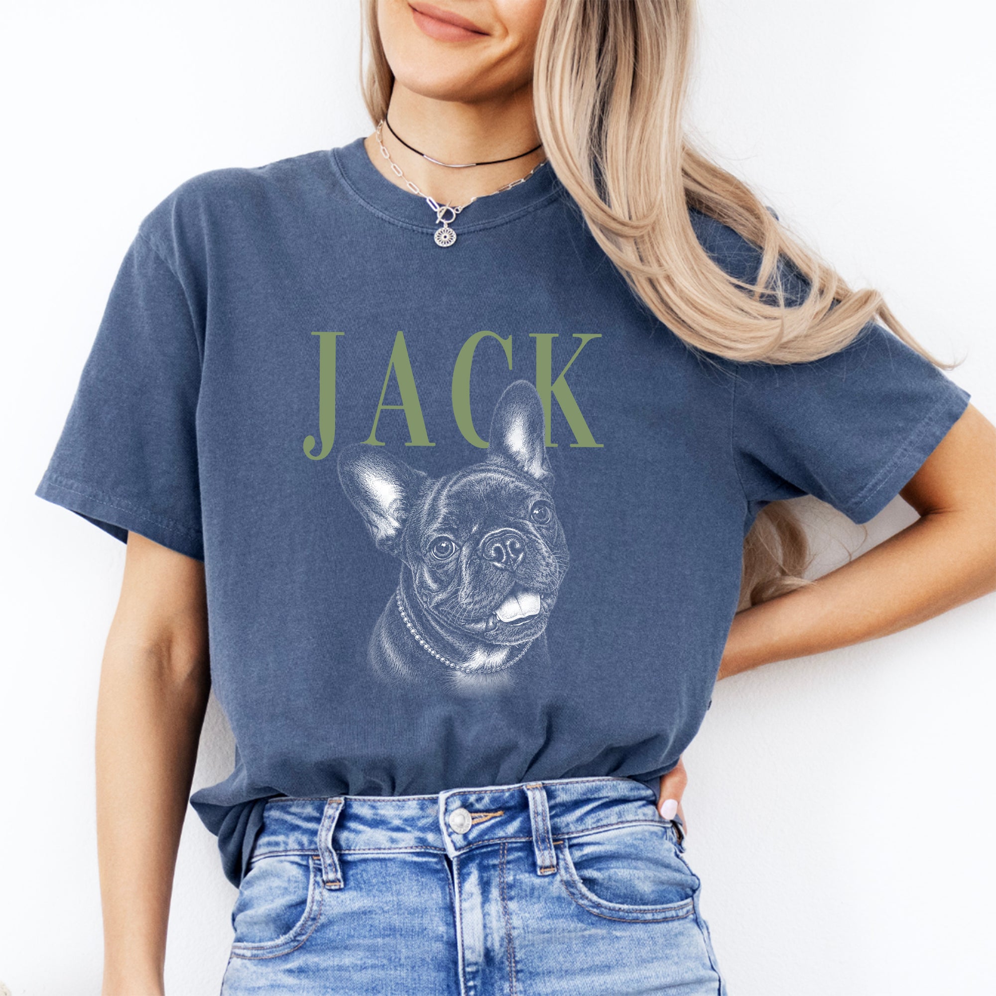 Camiseta personalizada con foto de mascota estilo boceto