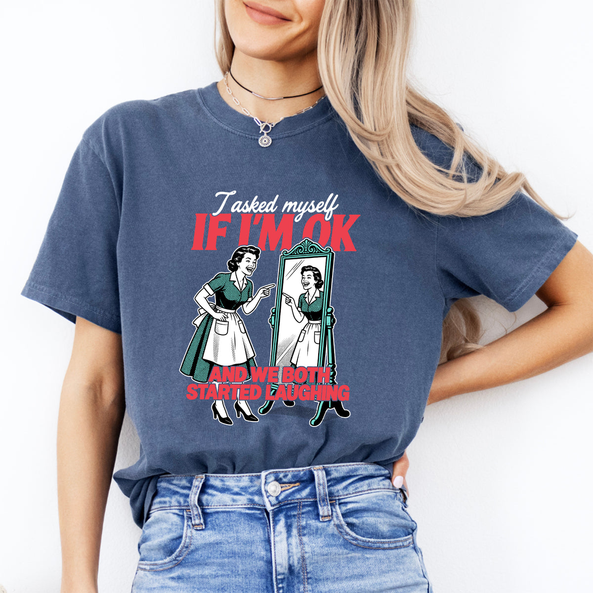 Lustiges Mental-Health-T-Shirt „Ich habe mich gefragt, ob es mir gut geht“