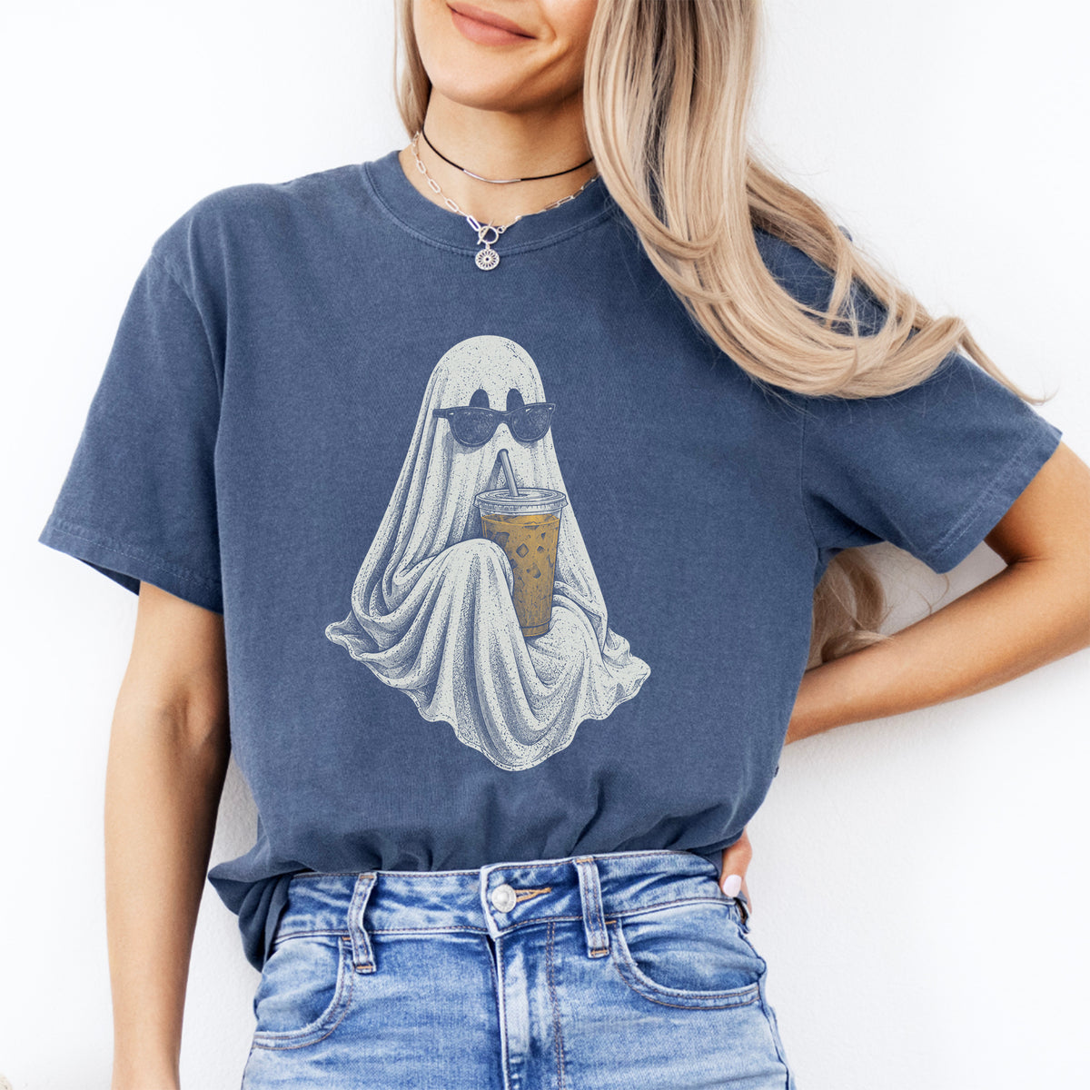 Ghost Drinking Coffee Tee