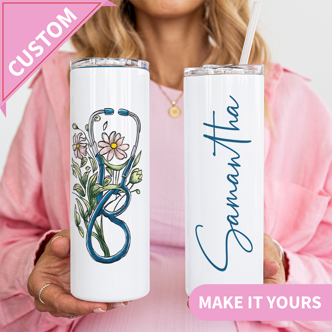 Personalized Floral Nurse Tumbler