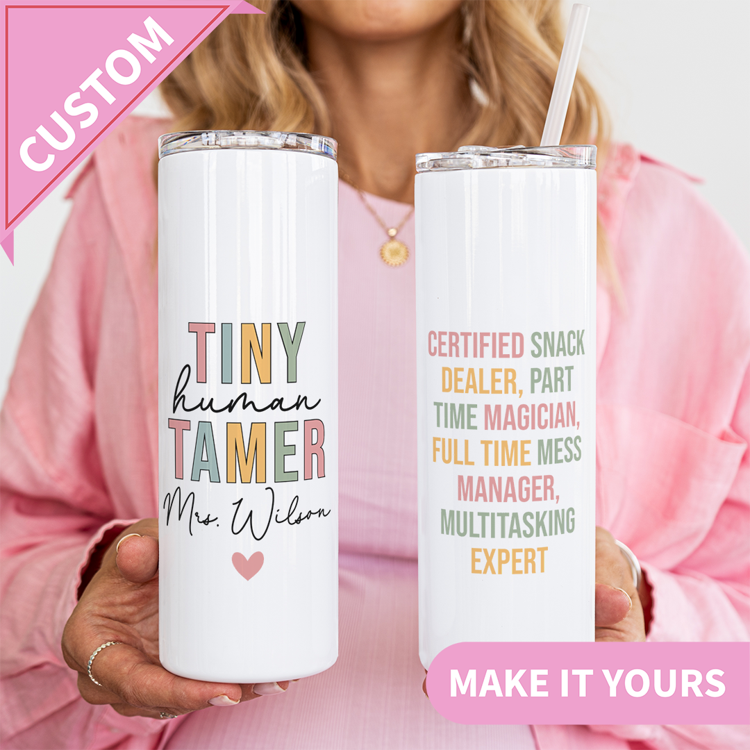 Personalized Tiny Human Tamer Tumbler